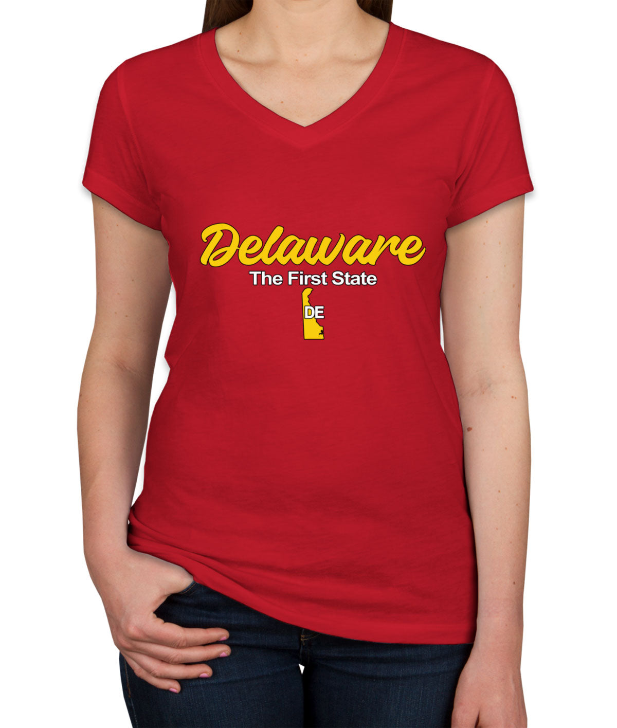 Delaware The First State Women's V Neck T-shirt