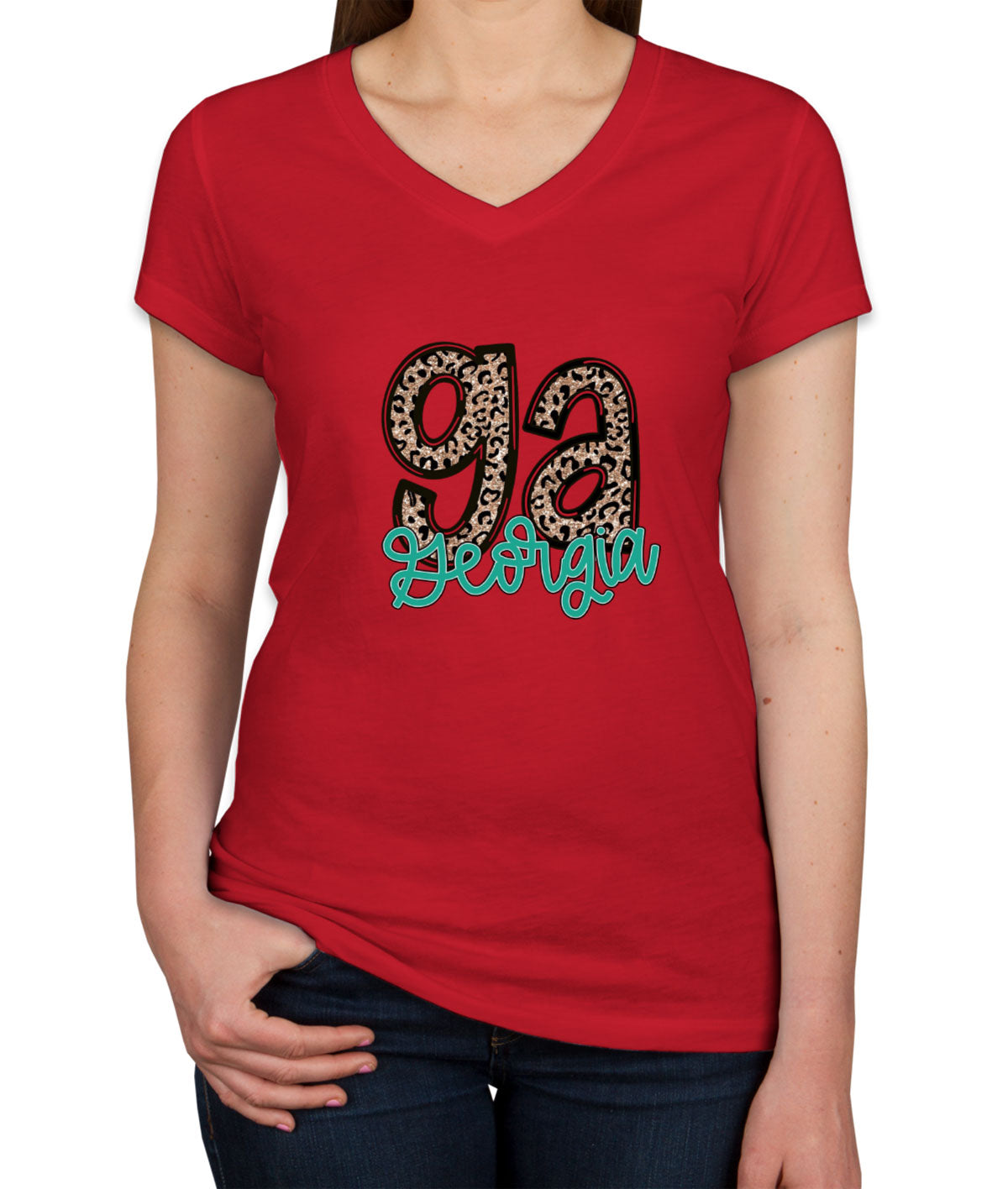 Georgia State Abbreviation Women's V Neck T-shirt