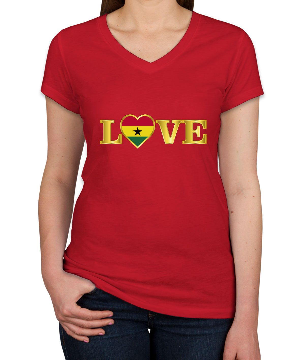 Ghana Love Women's V Neck T-shirt