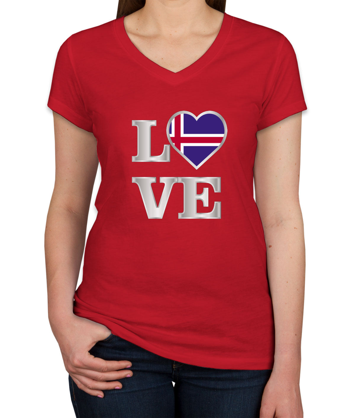 Iceland Love Women's V Neck T-shirt
