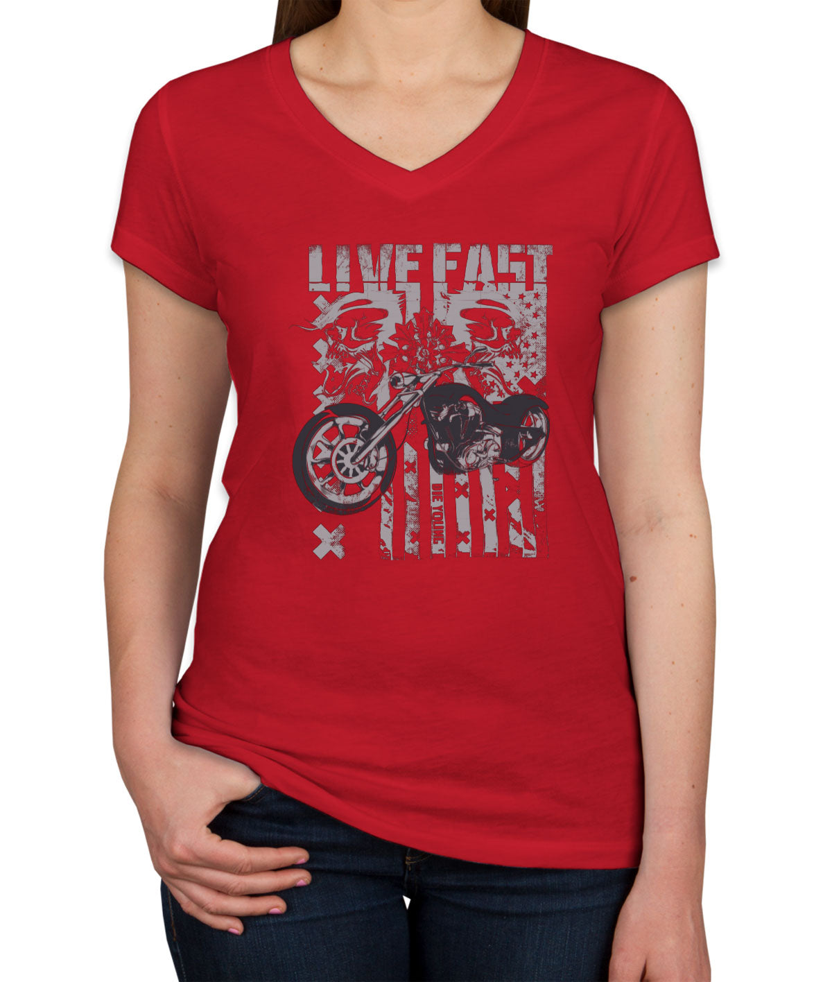 Live Fast Die Young Women's V Neck T-shirt