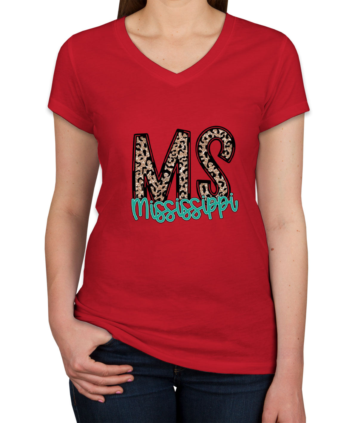 Mississippi State Abbreviation Women's V Neck T-shirt