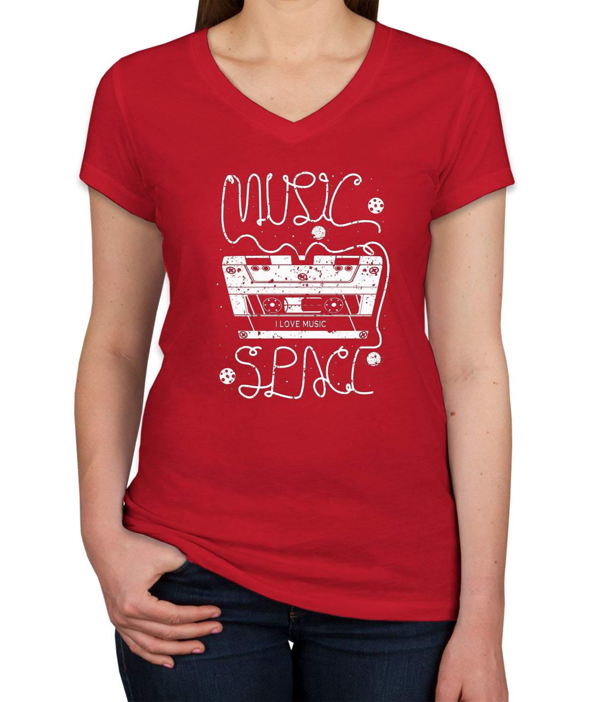 Music Space Women's V Neck T-shirt