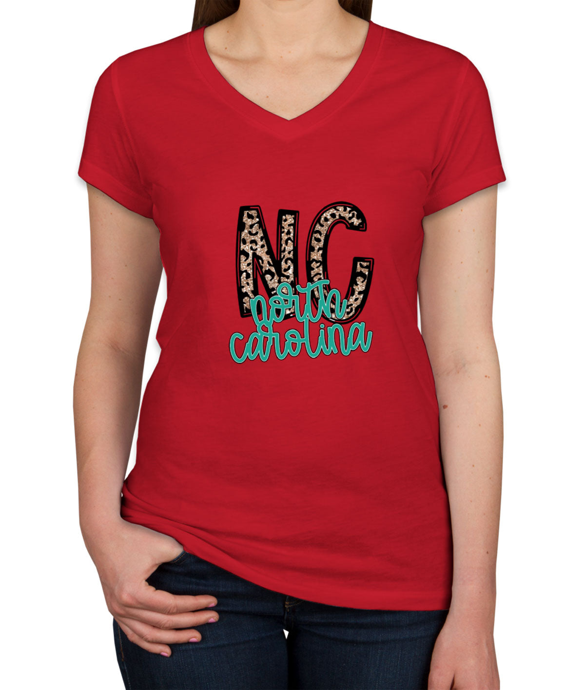 North Carolina State Abbreviation Women's V Neck T-shirt