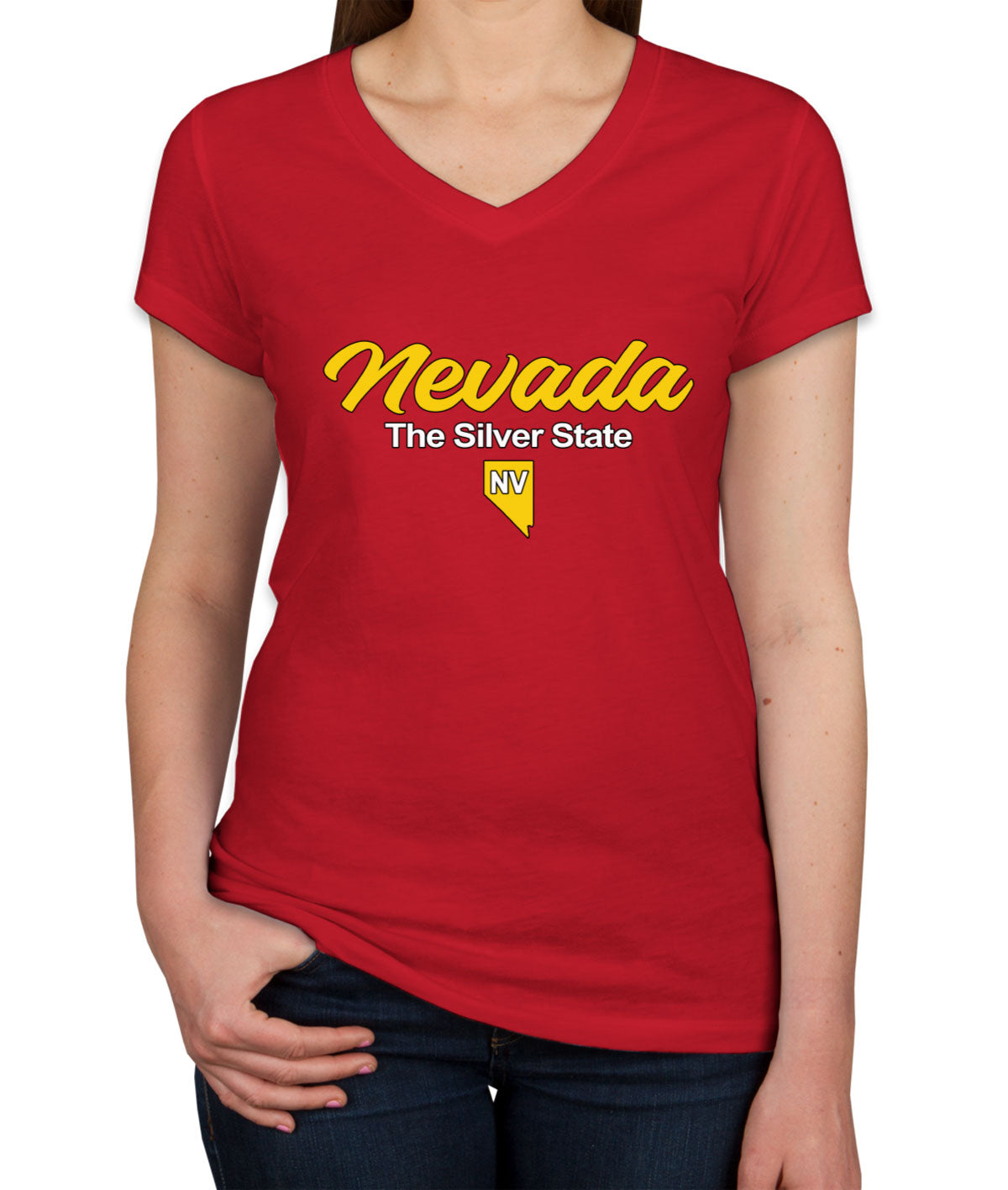 Nevada The Silver State Women's V Neck T-shirt