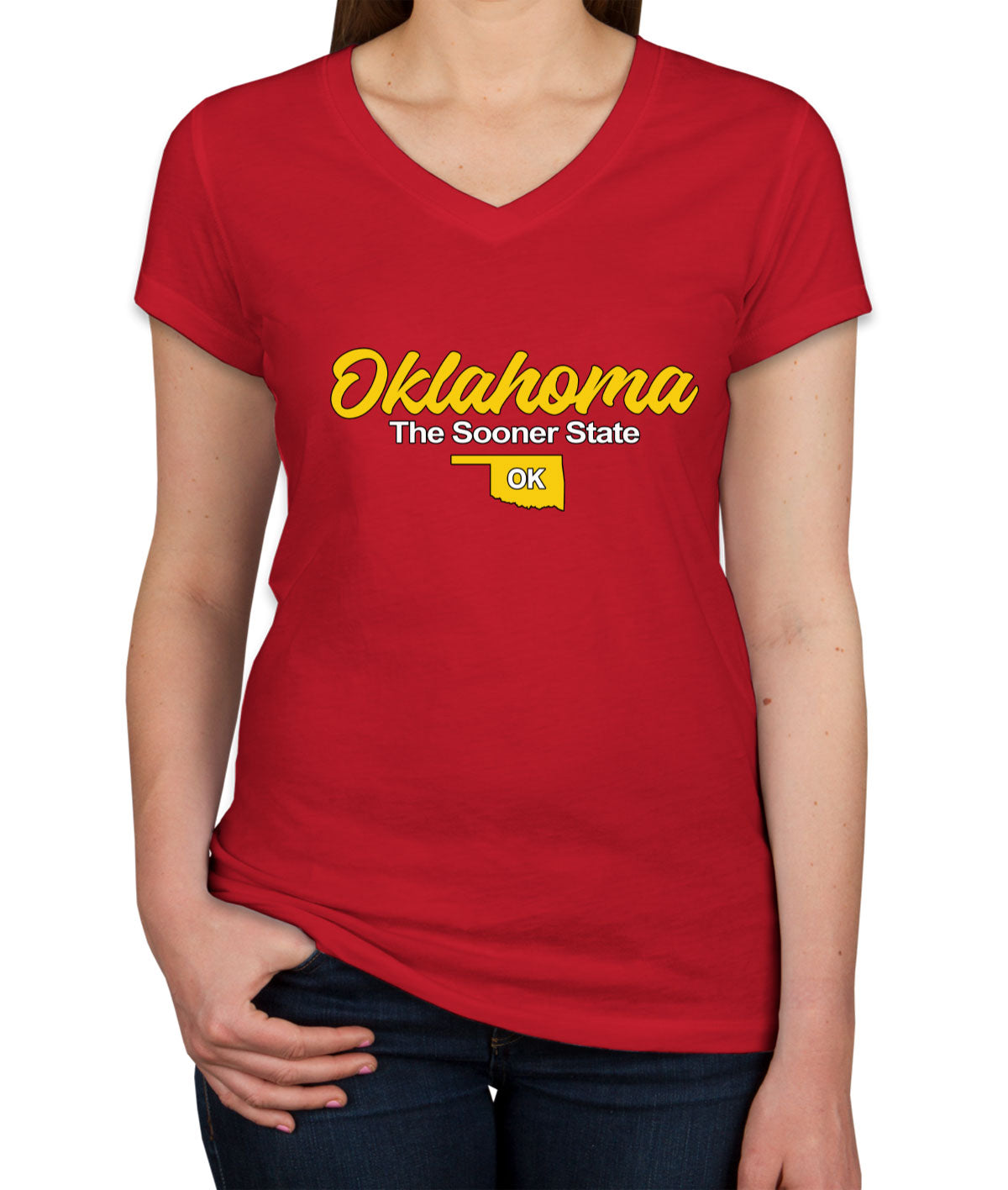 Oklahoma The Sooner State Women's V Neck T-shirt