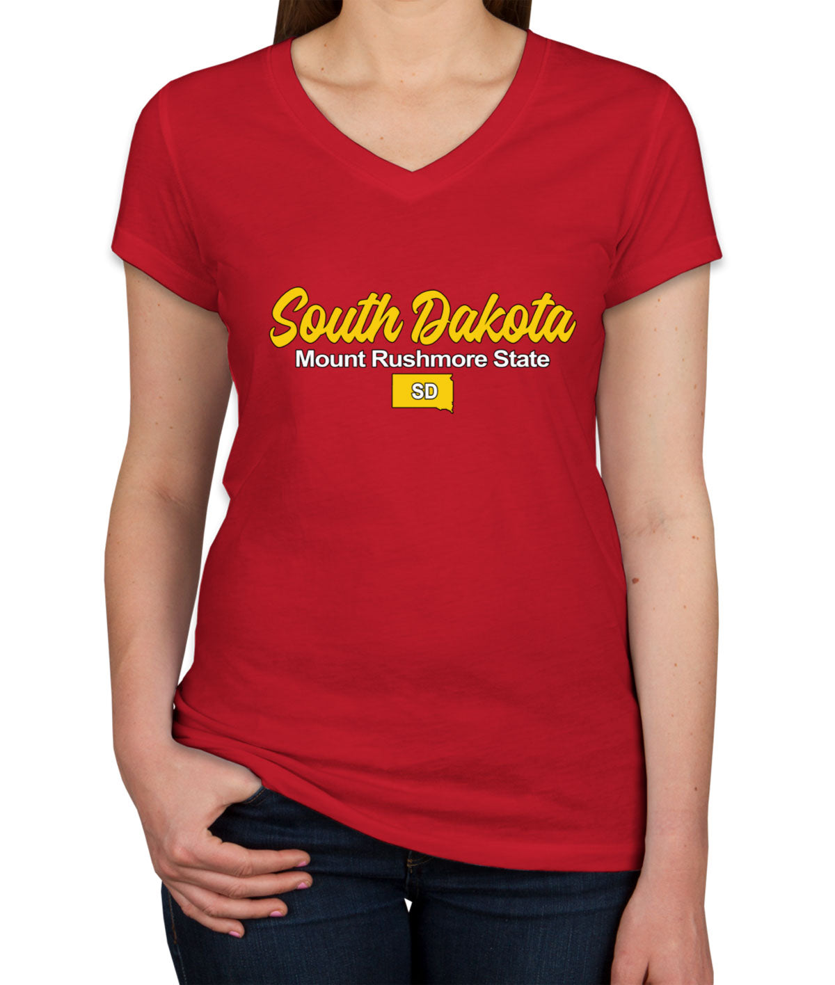 South Dakota Mount Rushmore State Women's V Neck T-shirt