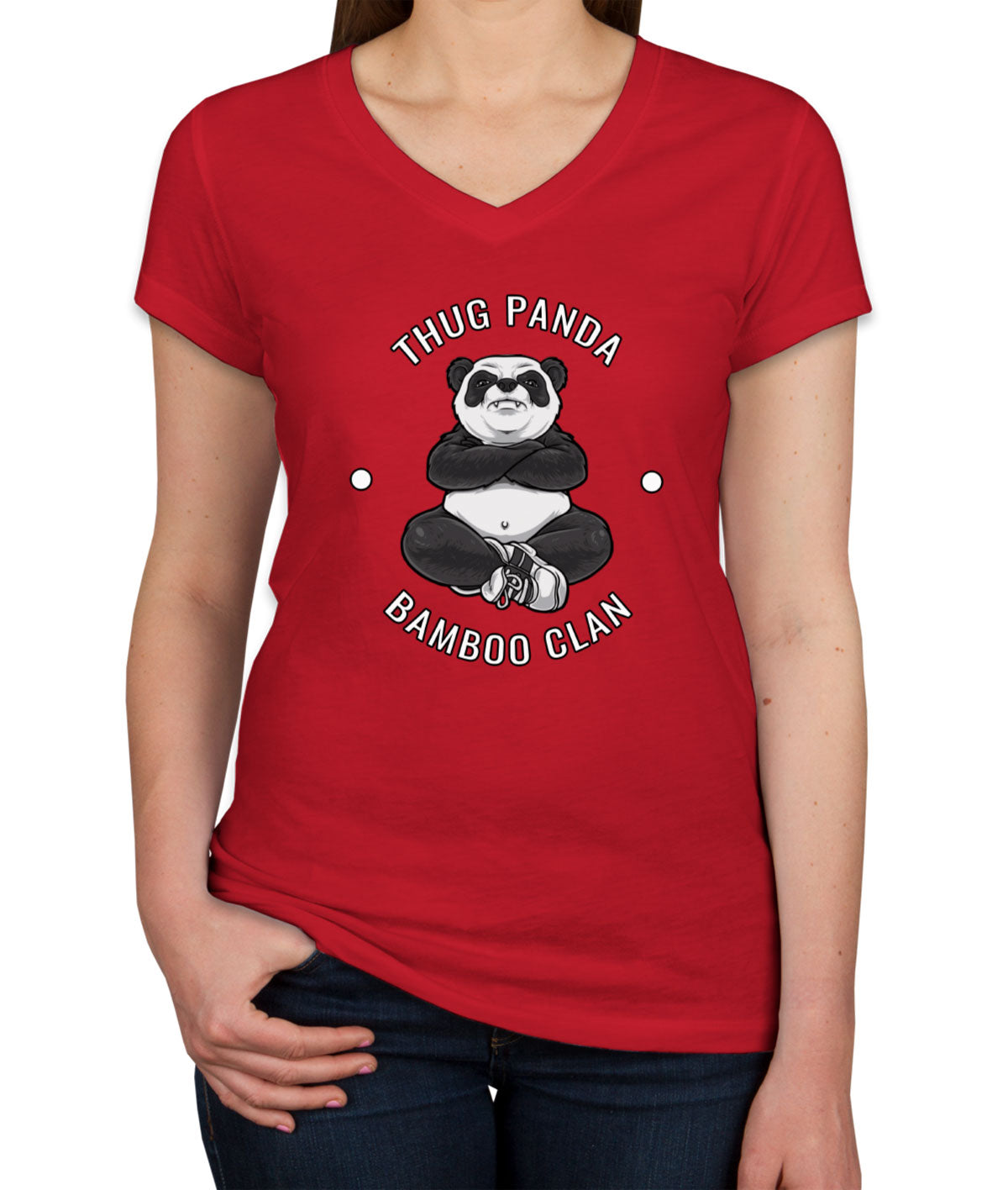 Thug Panda Bamboo Clan Women's V Neck T-shirt