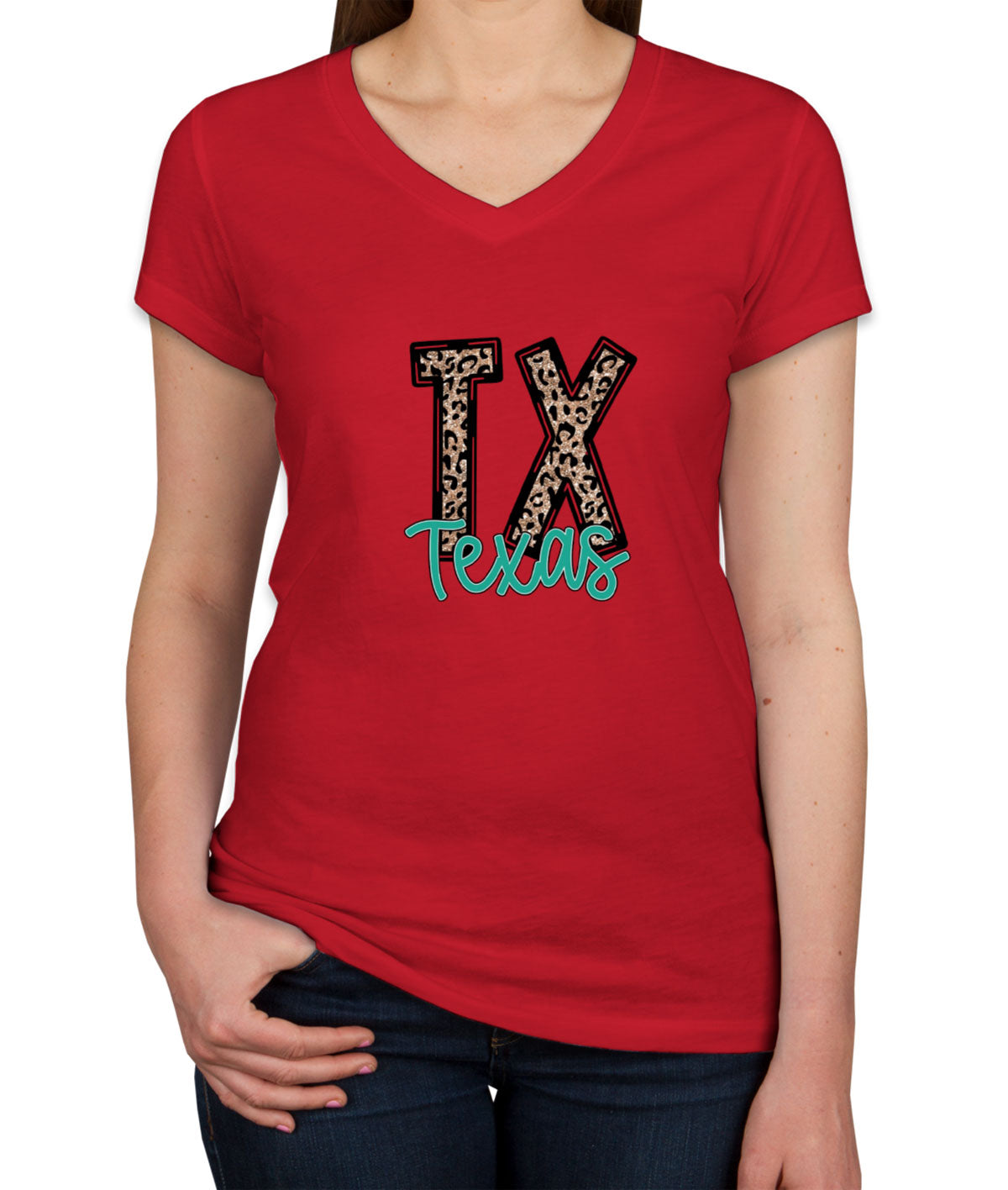 Texas State Abbreviation Women's V Neck T-shirt