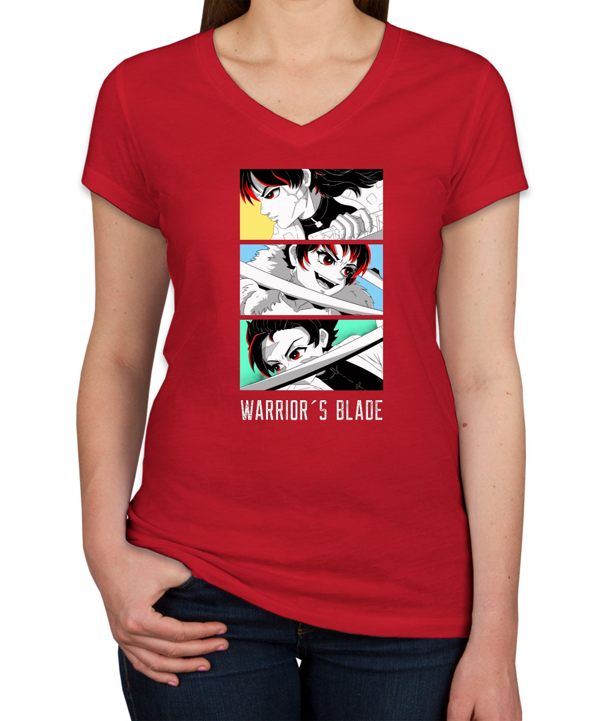 Warrior's Blade Anime Women's V Neck T-shirt