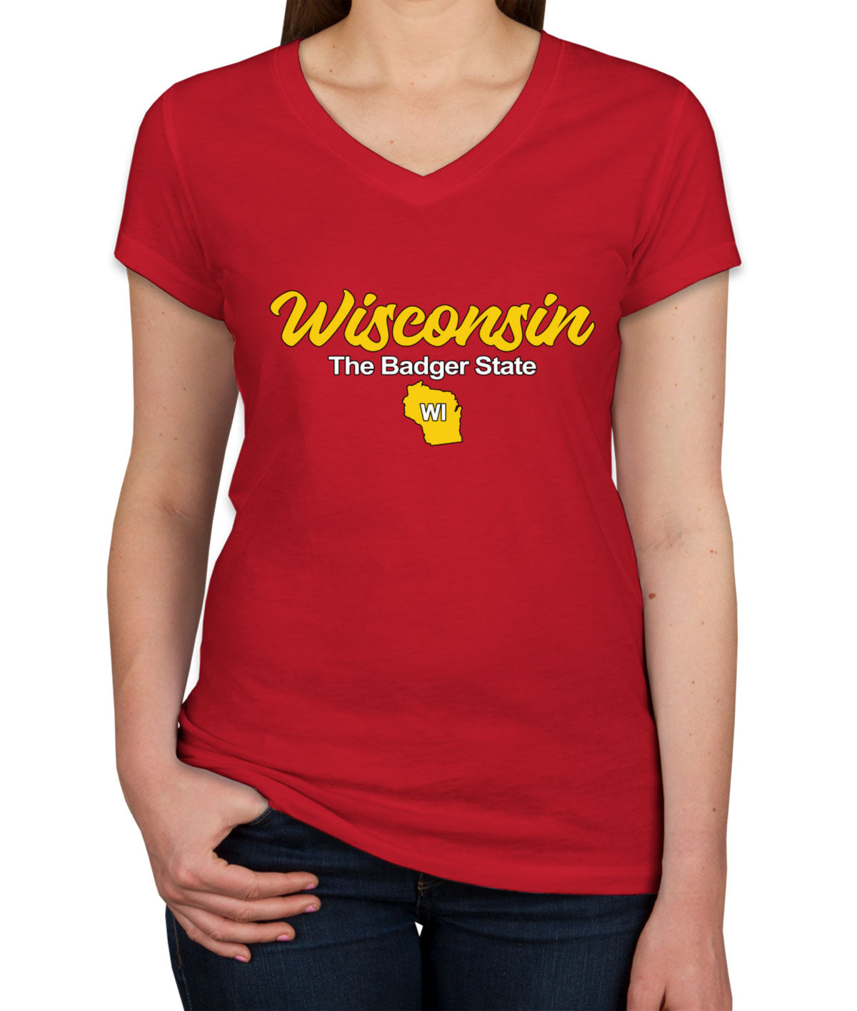 Wisconsin The Badger State Women's V Neck T-shirt