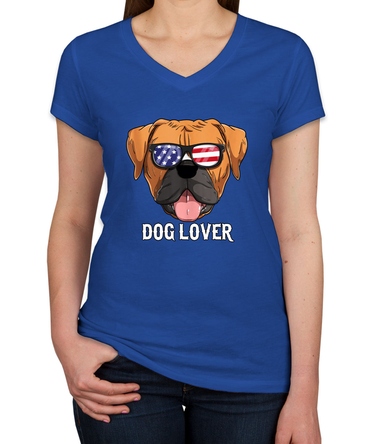American Boxer Dog Lover Women's V Neck T-shirt