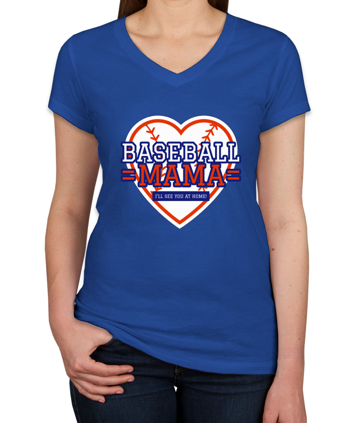 Baseball Mama Women's V Neck T-shirt