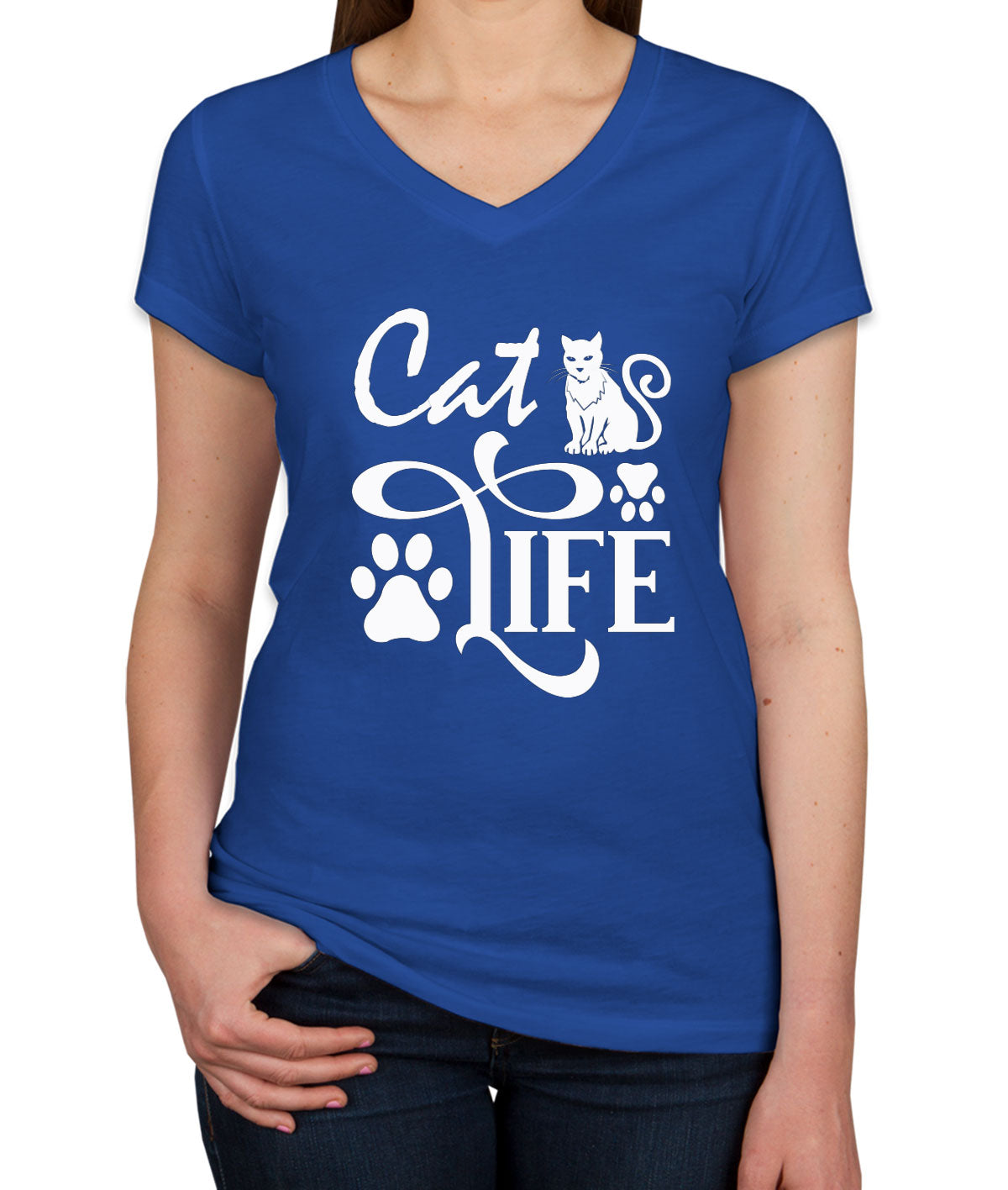 Cat Life Women's V Neck T-shirt