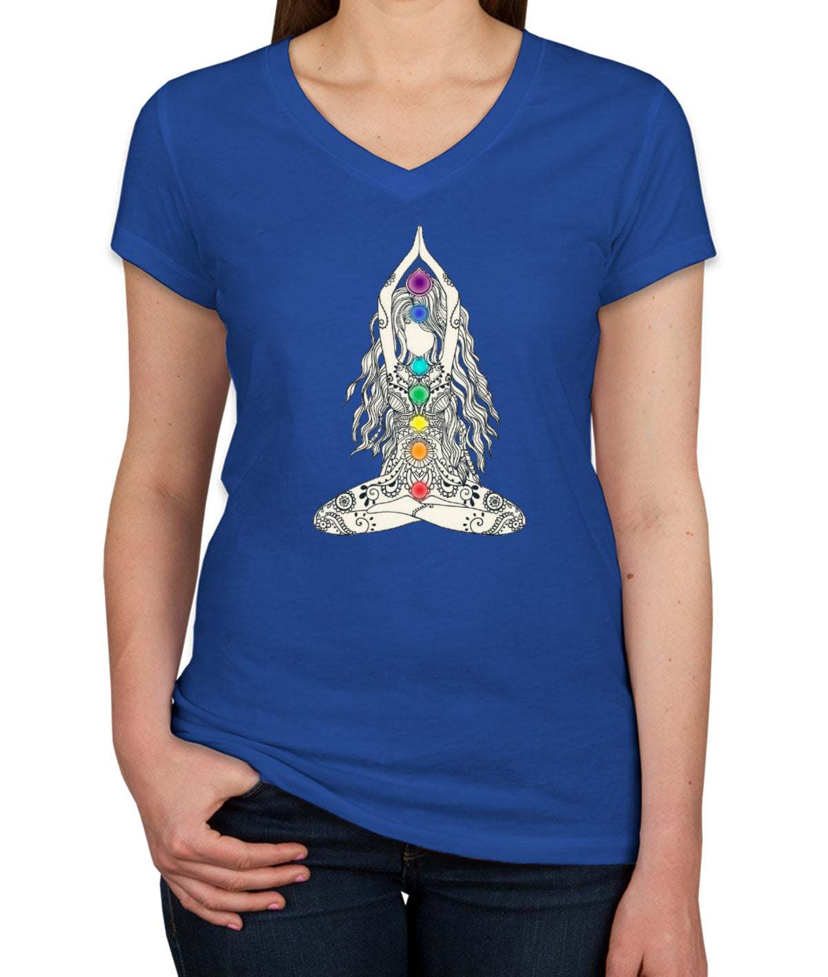 Meditation Chakra Yoga Reiki Women's V Neck T-shirt