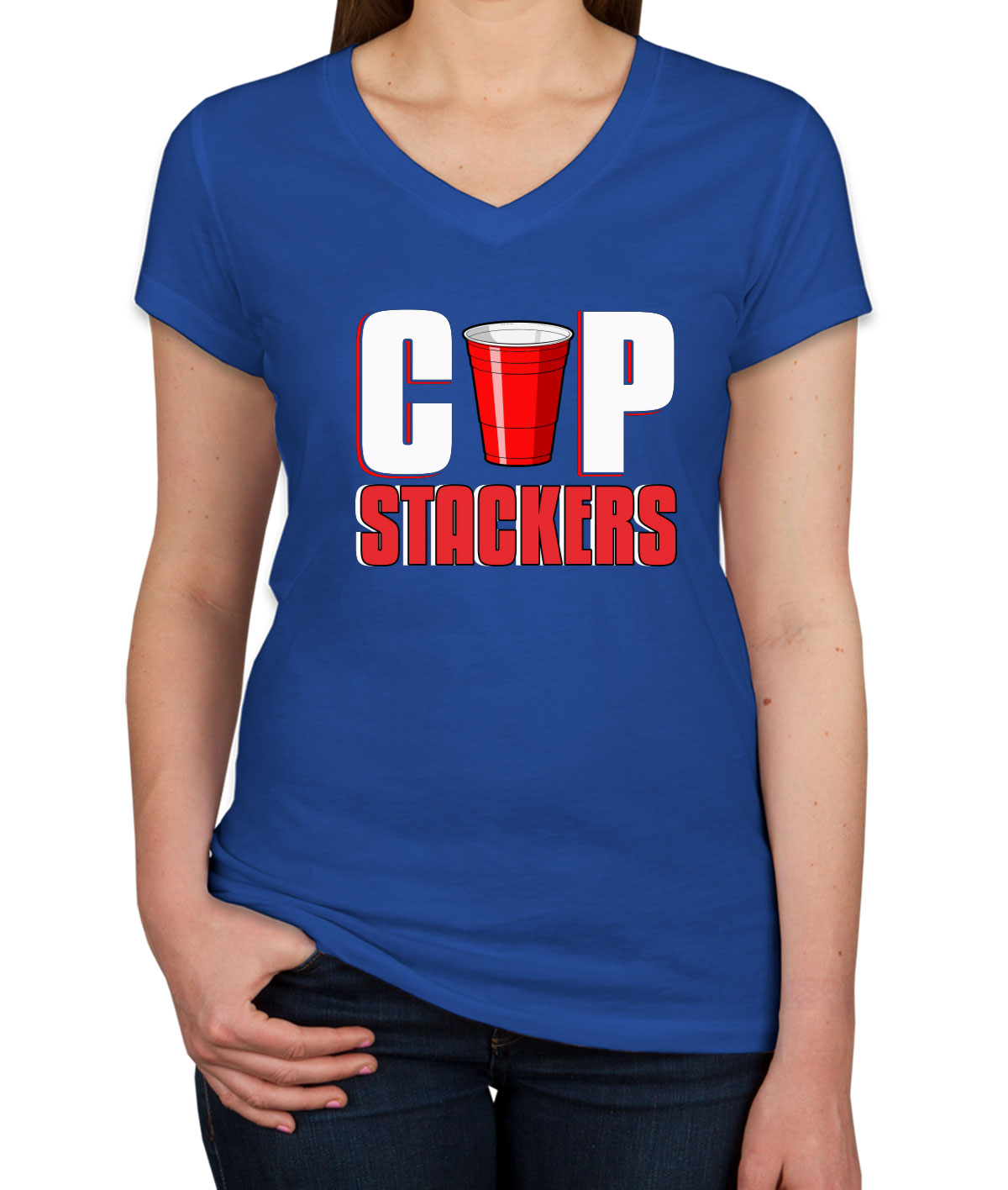 Cup Stackers Speed Stucking Sport Women's V Neck T-shirt