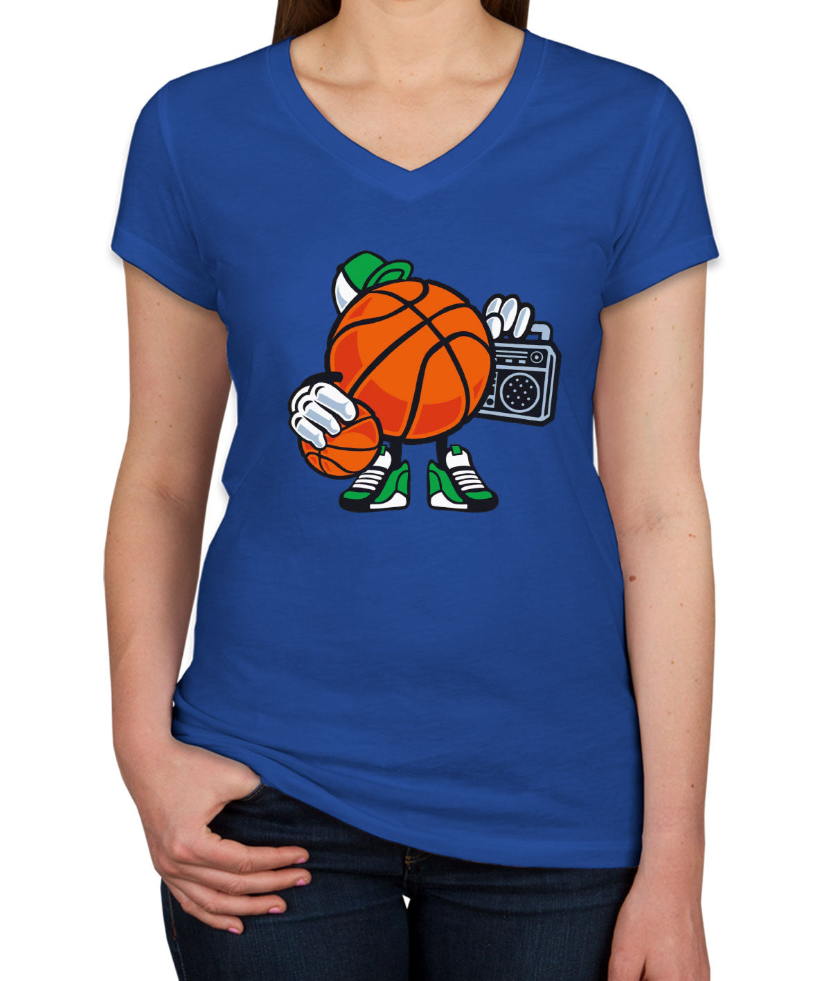 Cute Basketball Women's V Neck T-shirt