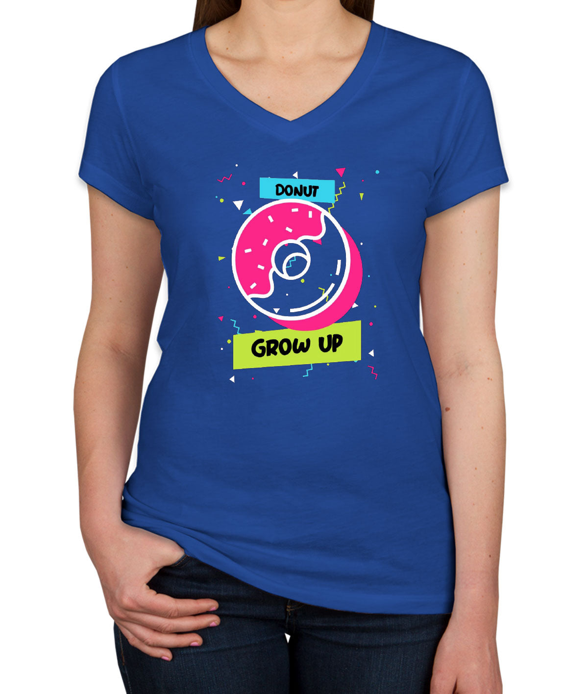 Donut Grow Up Birthday Women's V Neck T-shirt