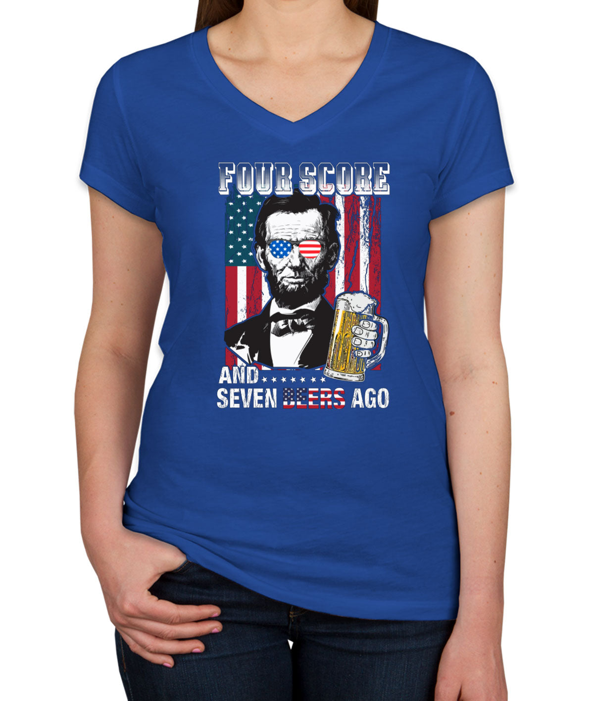 Four Score And Seven Beers Ago Women's V Neck T-shirt