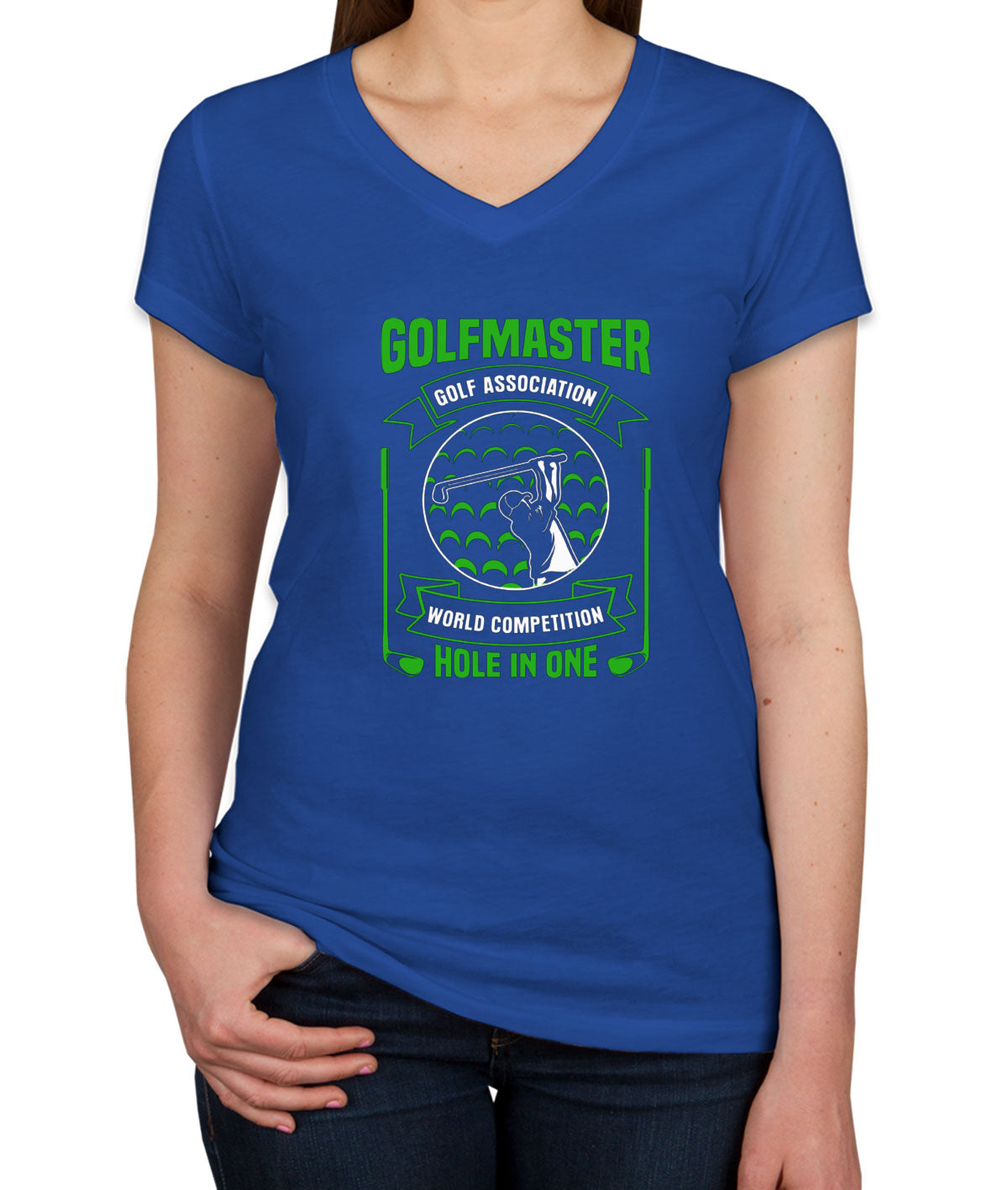 Golf Master Golf Association World Competition Hole In One Women's V Neck T-shirt