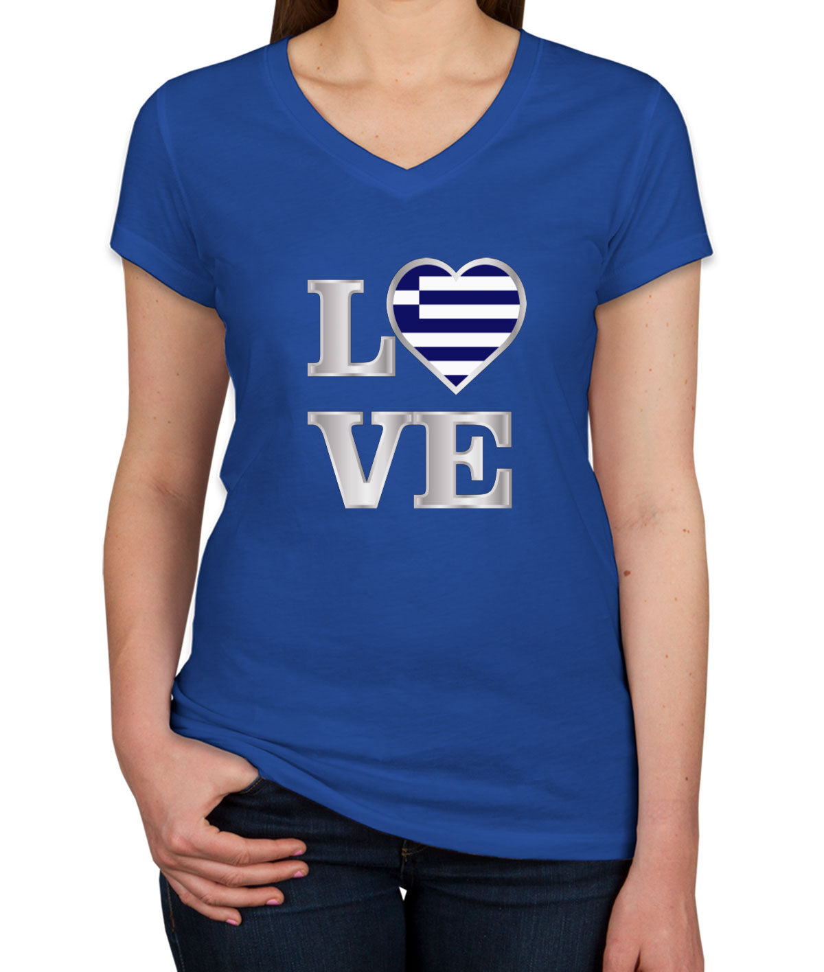 Greece Love Women's V Neck T-shirt
