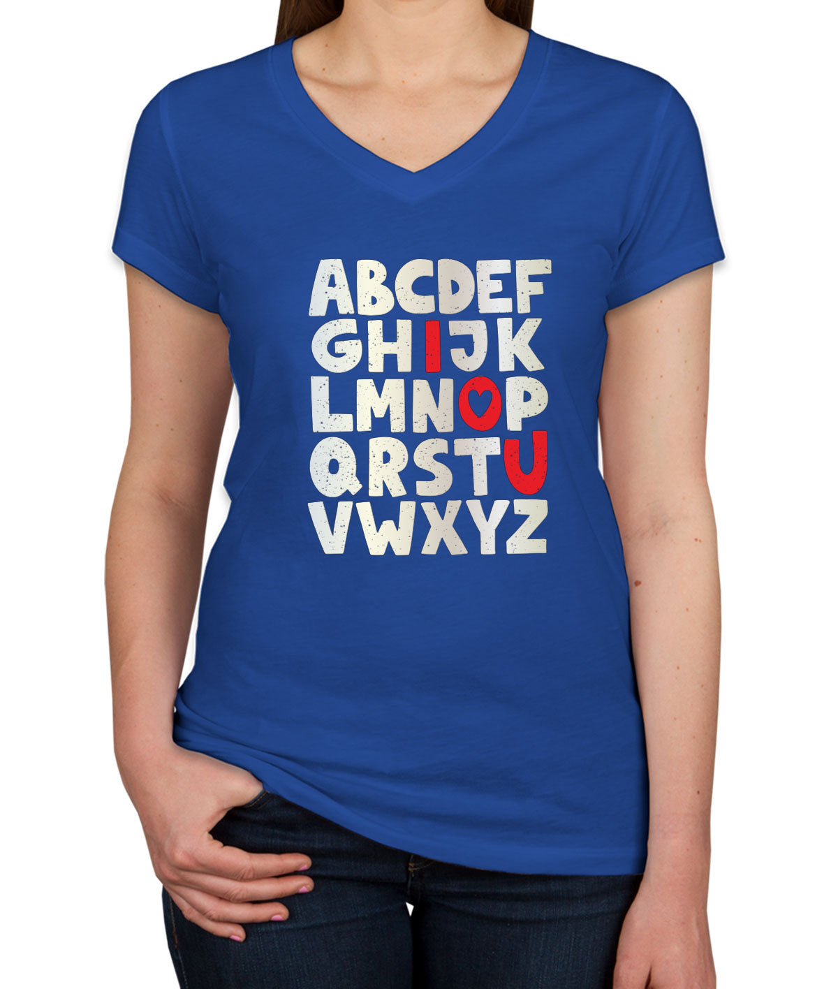 Alphabet I Love You Valentine's Day Women's V Neck T-shirt