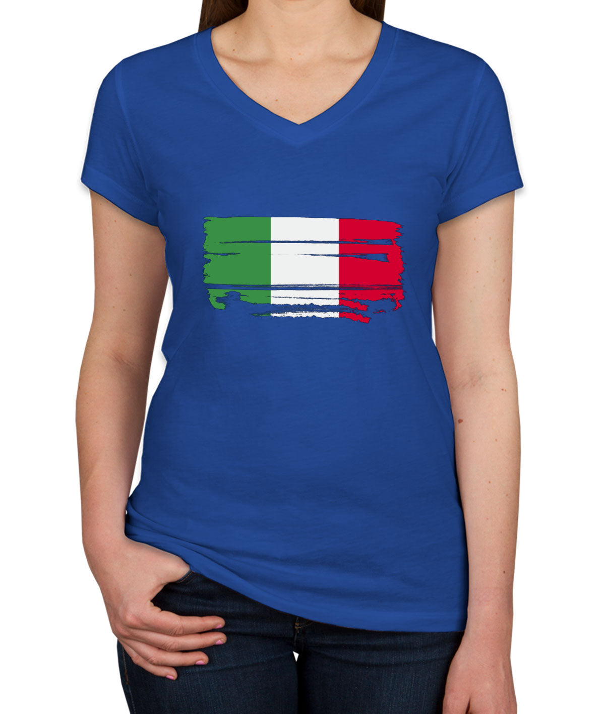 Italy Flag Women's V Neck T-shirt