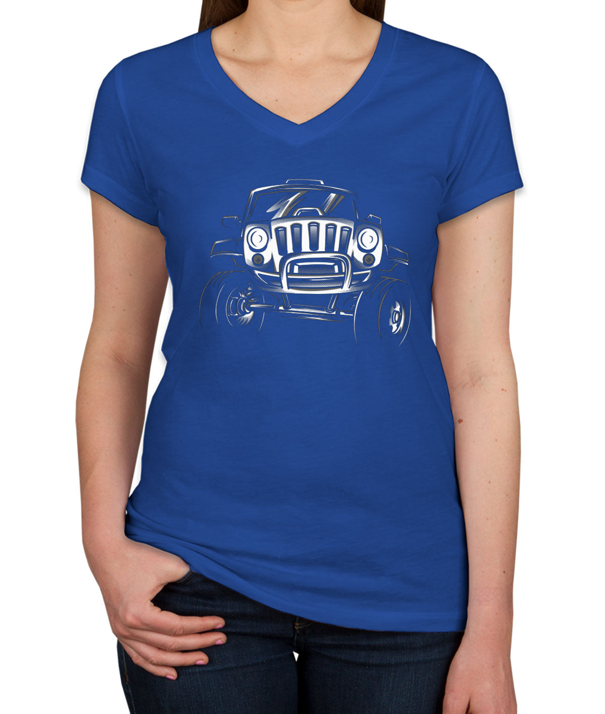 Jeep Off Road Silhouette Women's V Neck T-shirt