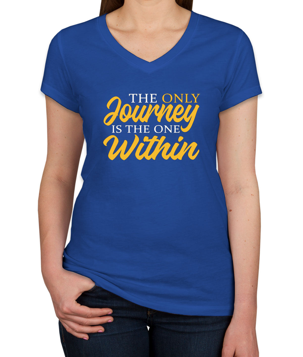 The Only Journey Is The One Within Rainer Maria Rilke Women's V Neck T-shirt