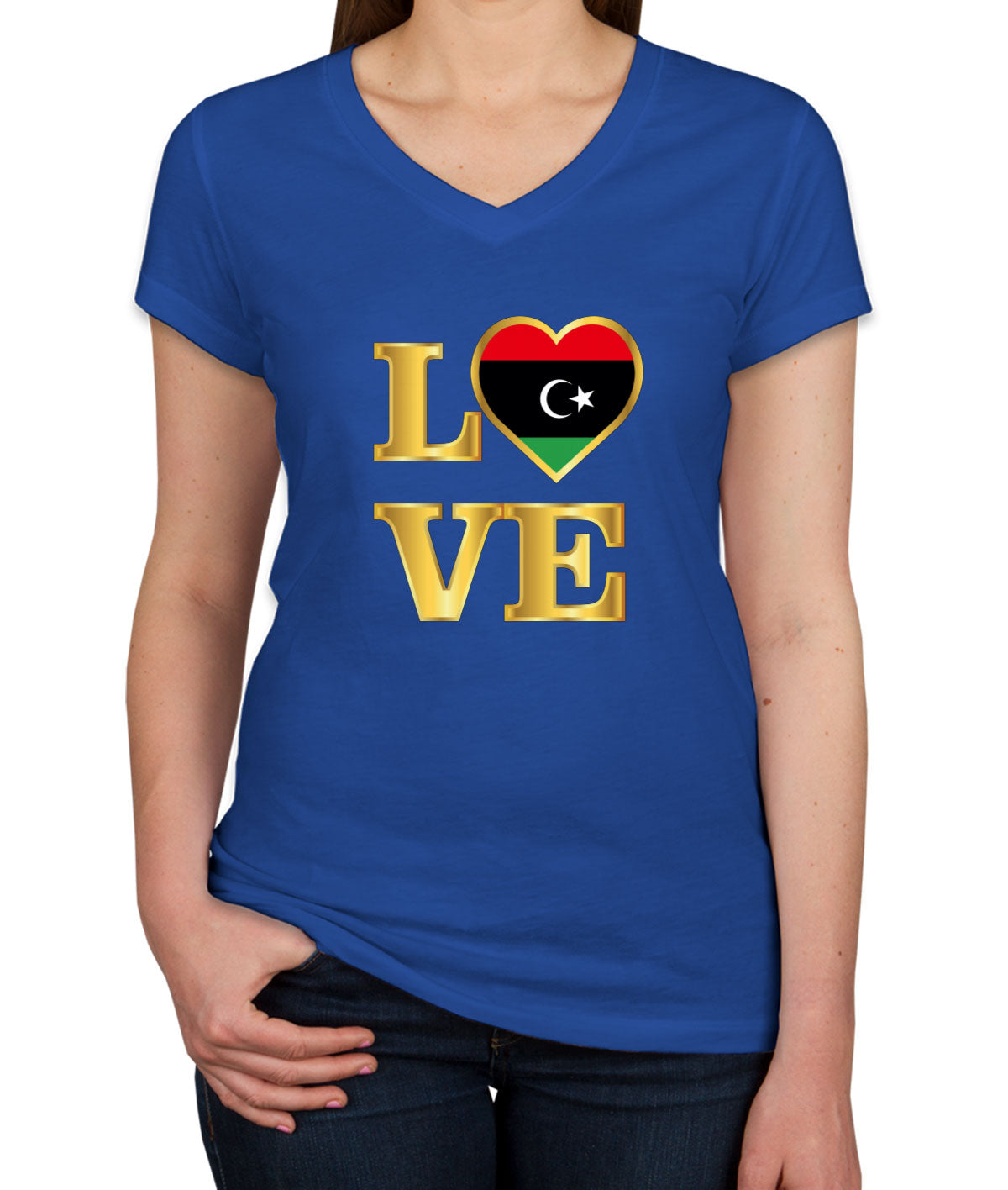 Libya Love Women's V Neck T-shirt
