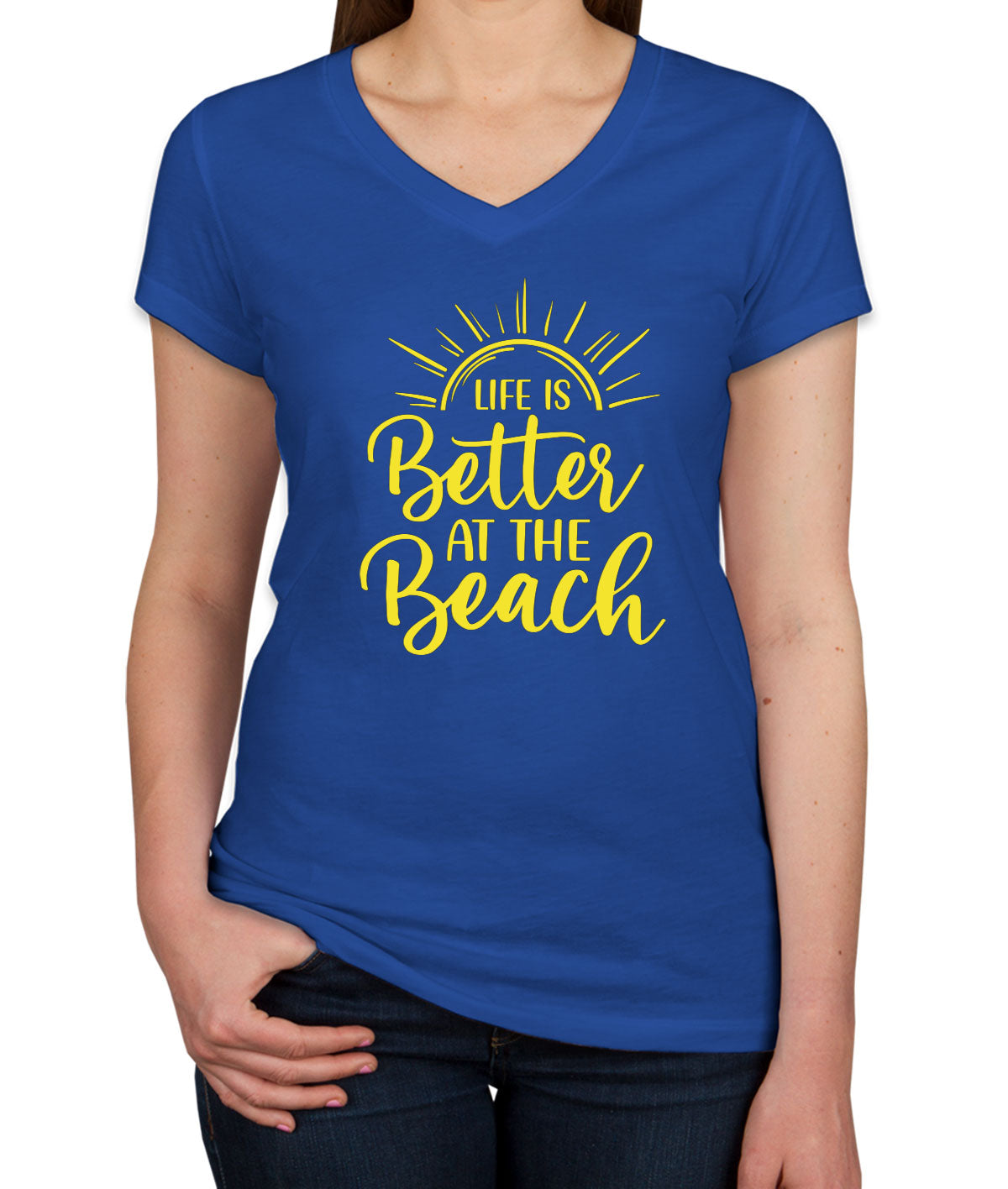 Life Is Better At The Beach Women's V Neck T-shirt