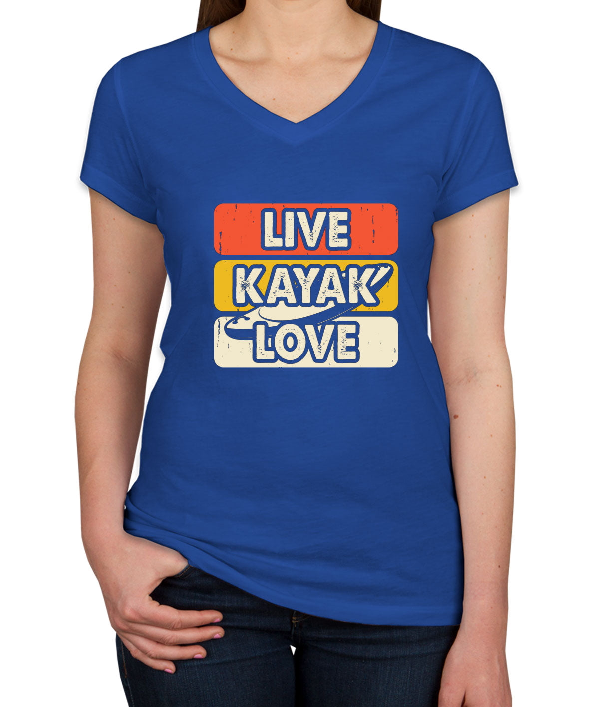 Live Kayak Love Women's V Neck T-shirt