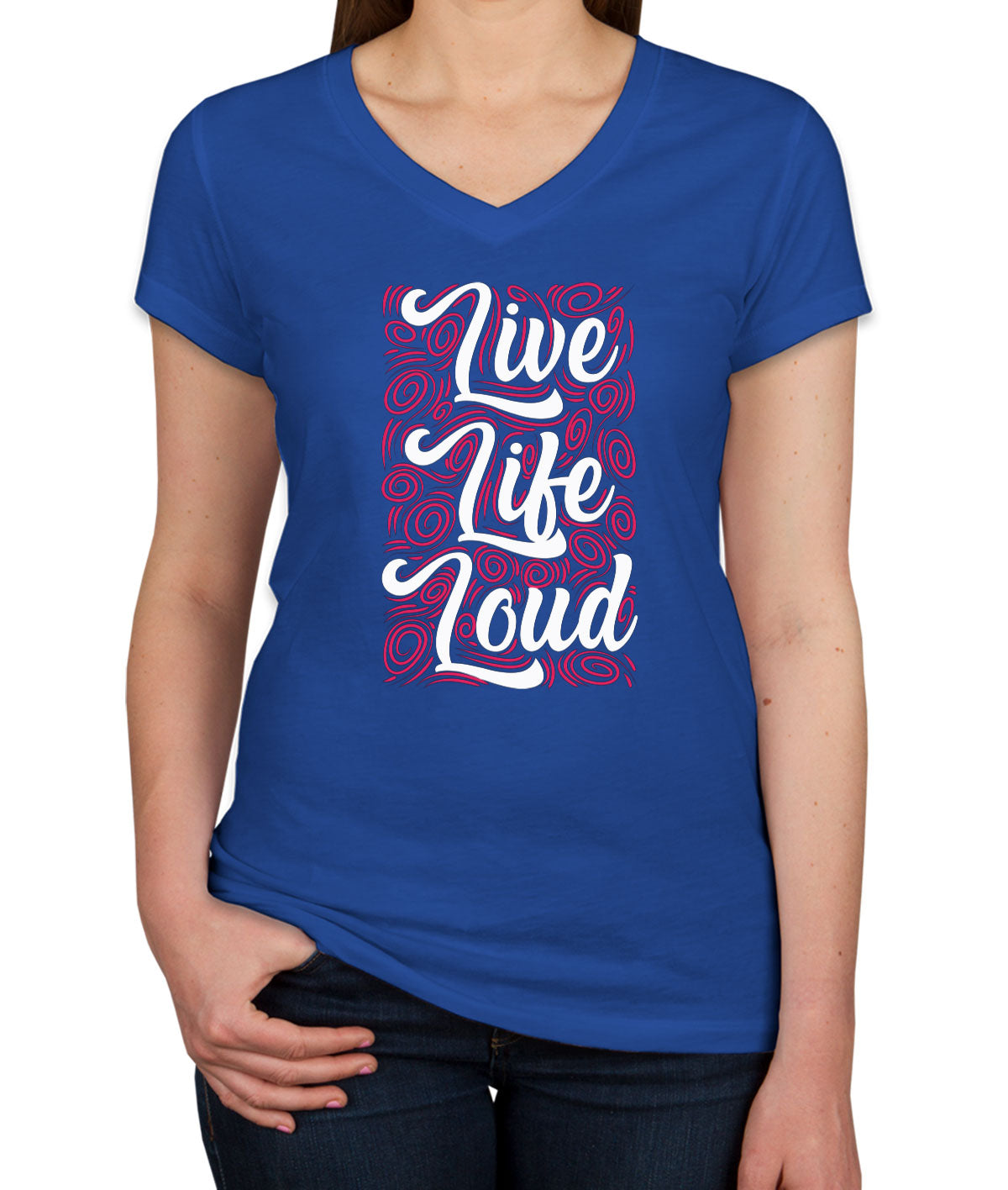 Live Life Loud Music Women's V Neck T-shirt