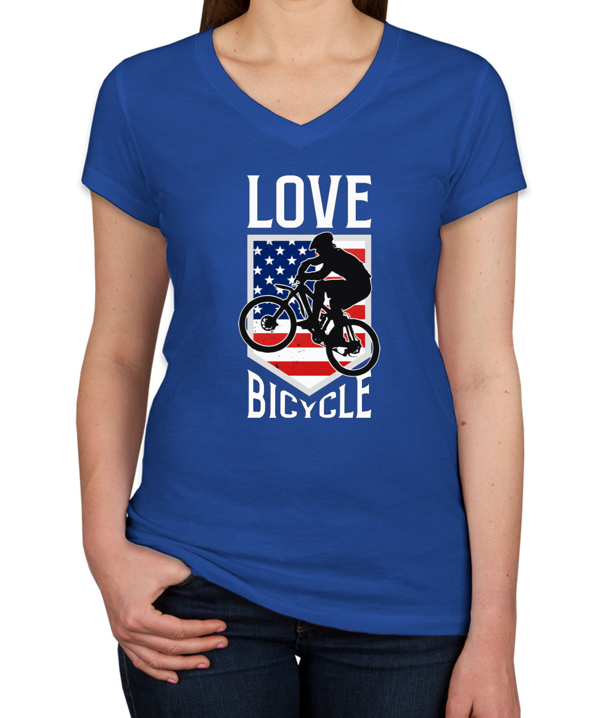 Love Bicycle Women's V Neck T-shirt