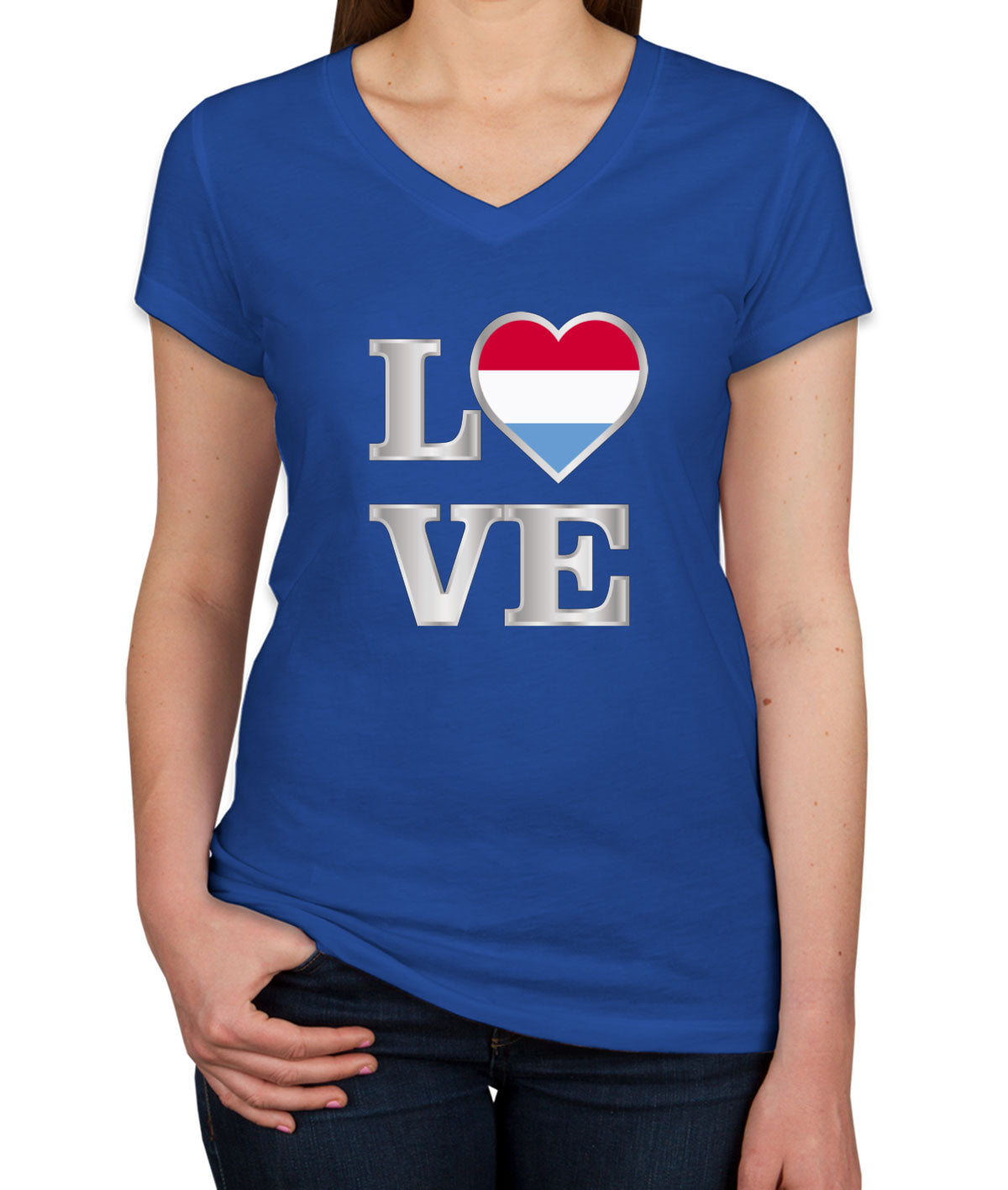 Luxembourg Love Women's V Neck T-shirt