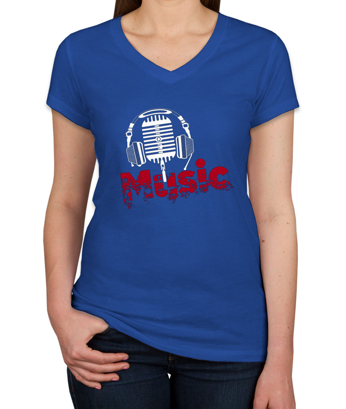 Music And Headphone Women's V Neck T-shirt