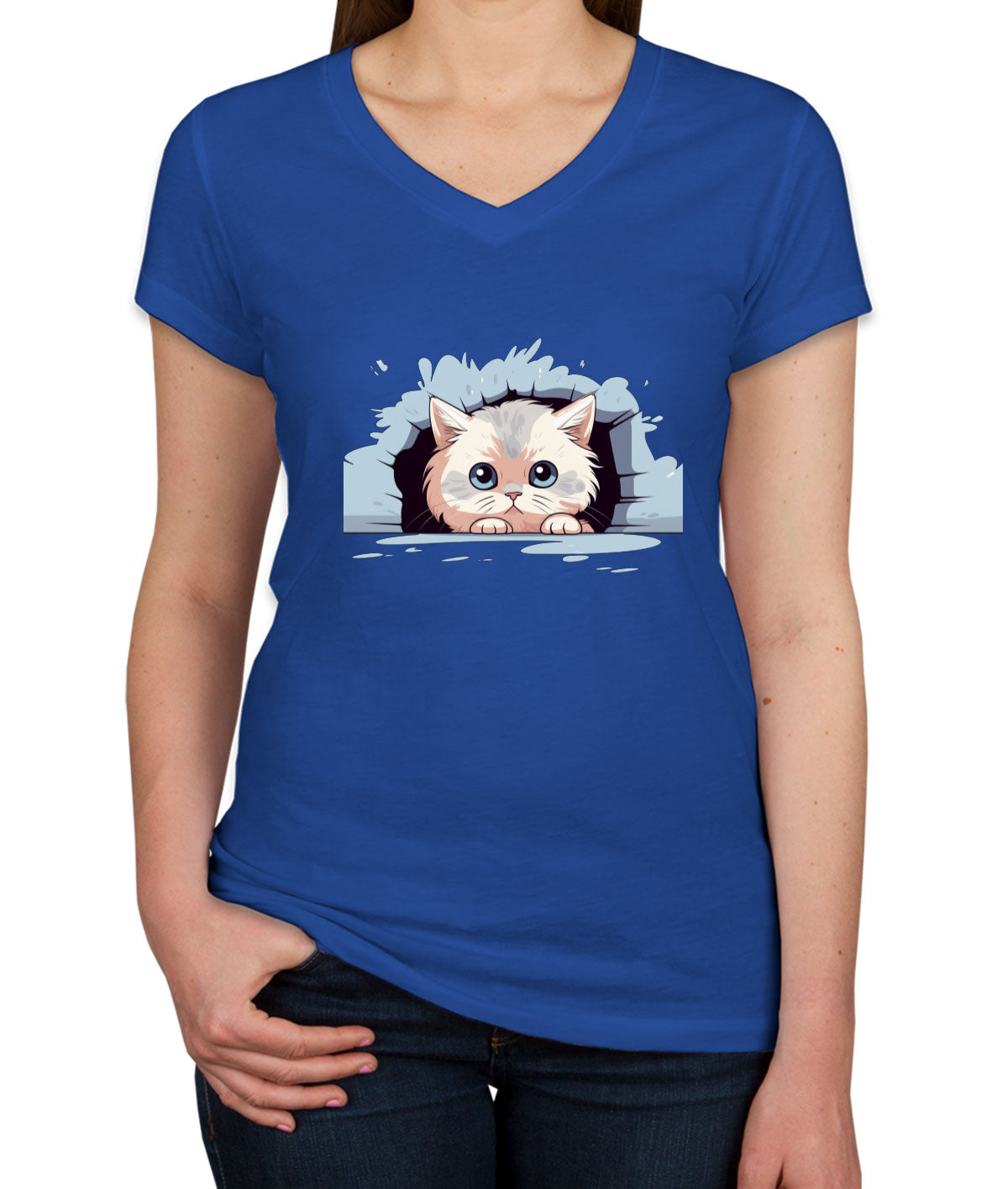 Cute Persian Cat Women's V Neck T-shirt