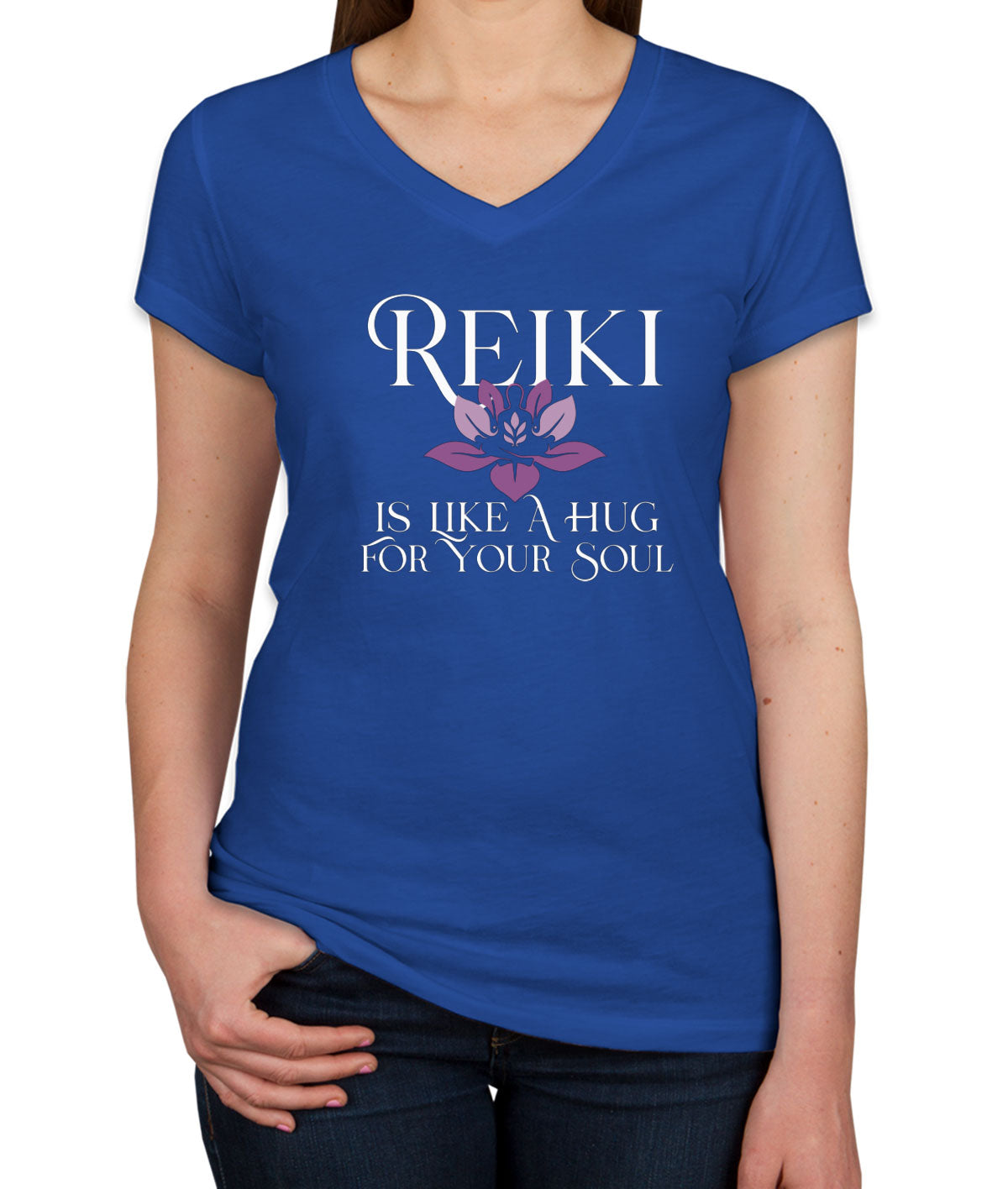 Reiki Is Like A Hug For Your Soul Meditation Women's V Neck T-shirt