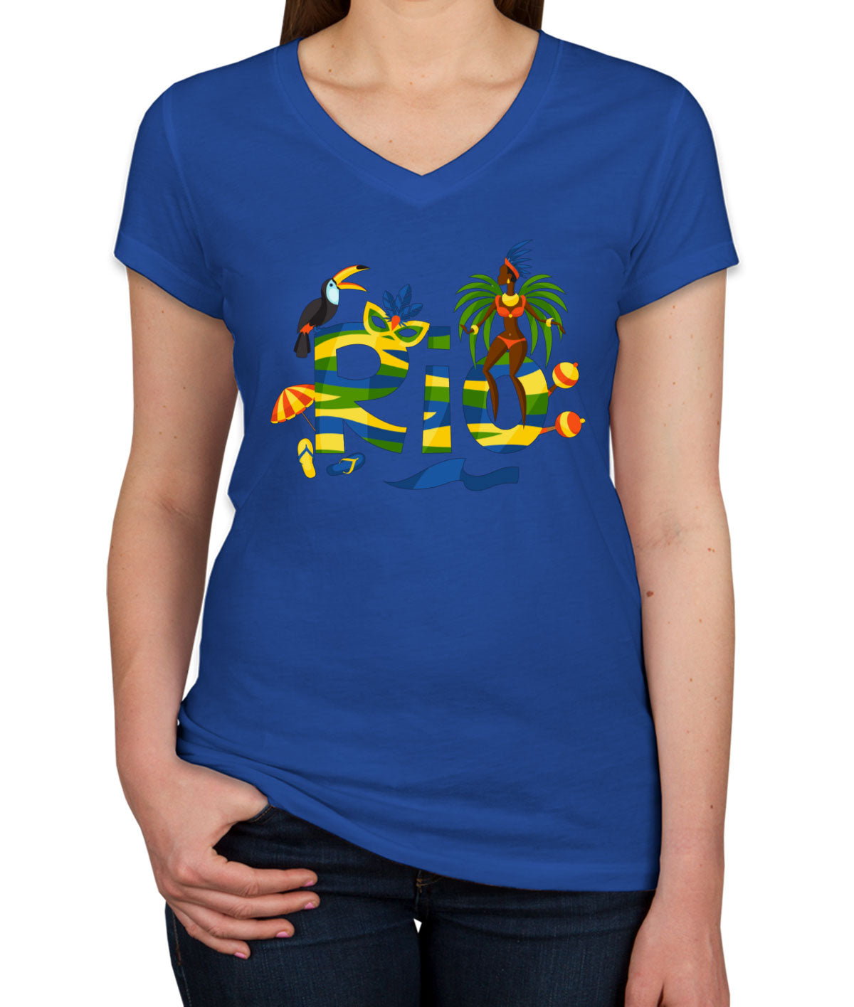 Rio De Janeiro Brazil Carnival Women's V Neck T-shirt