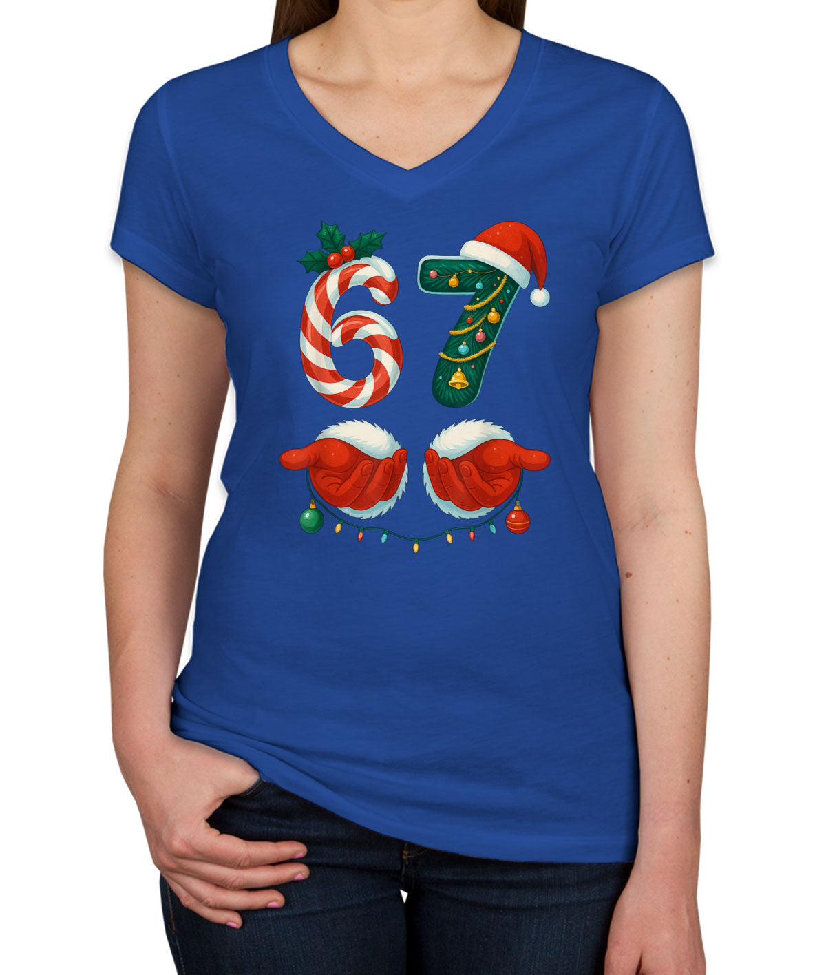 67 Sixty Seven Christmas Women's V Neck T-shirt