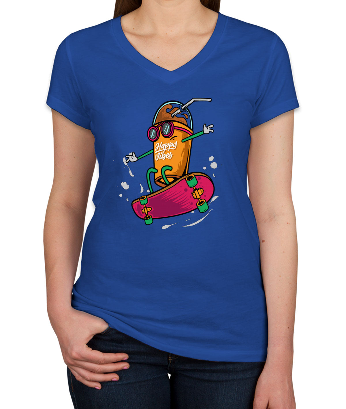 Monster Skateboard Women's V Neck T-shirt