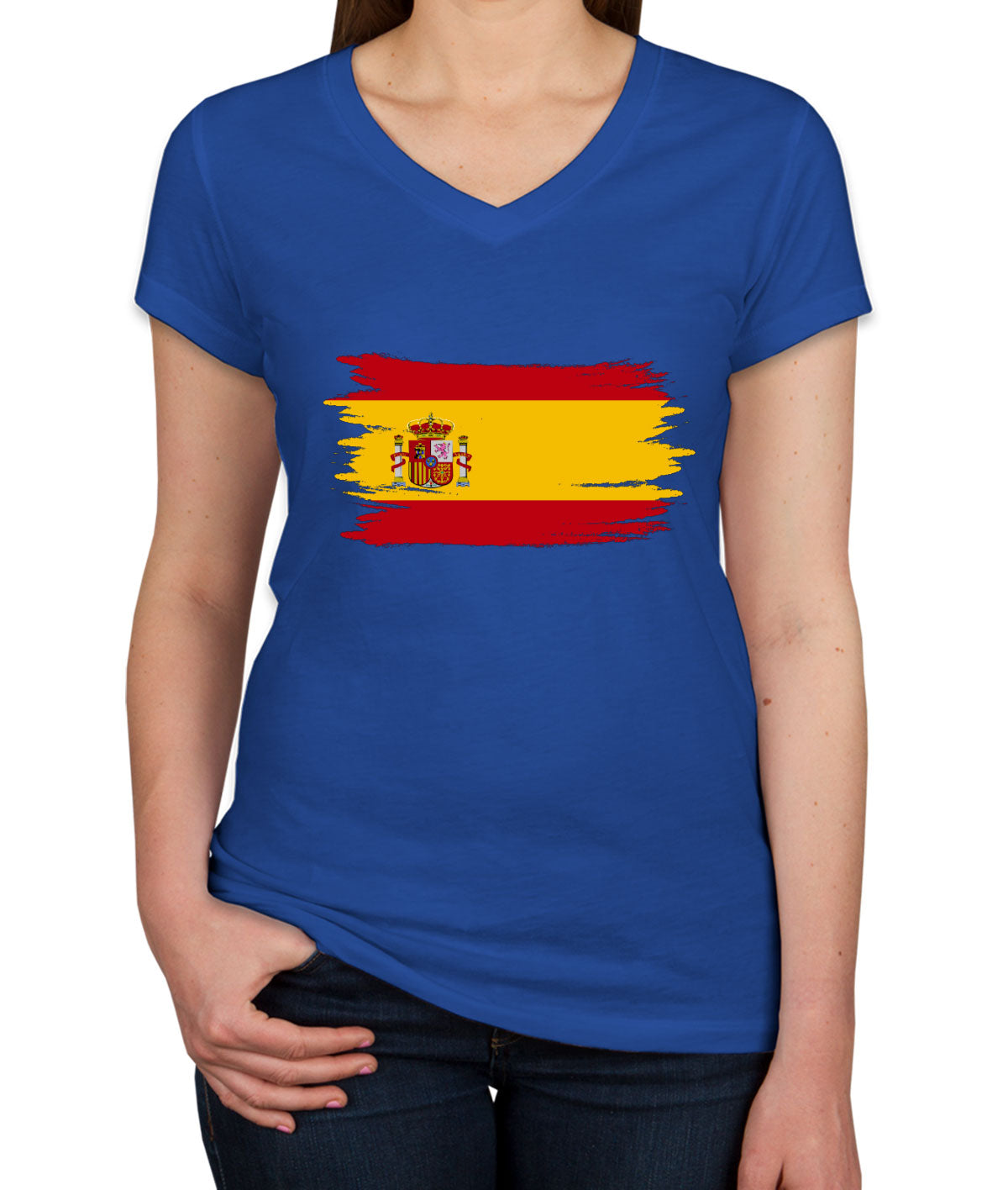 Spain Flag Women's V Neck T-shirt