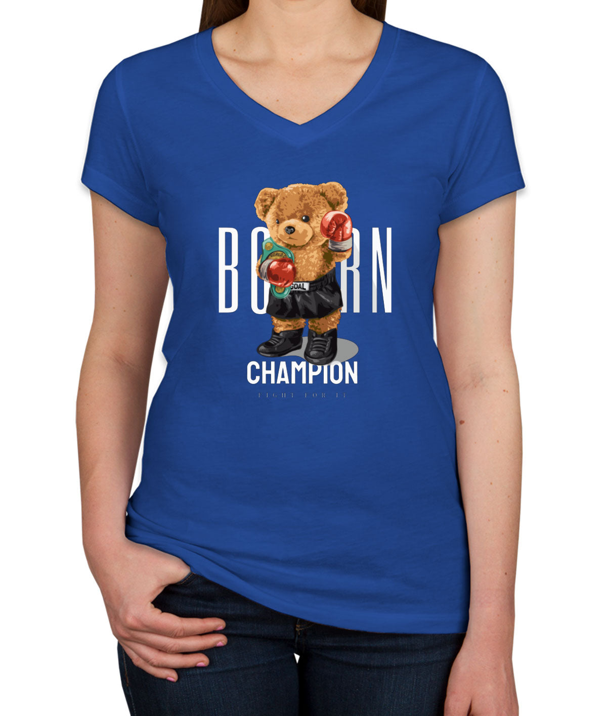 Teddy Bear Champion Boxer Women's V Neck T-shirt