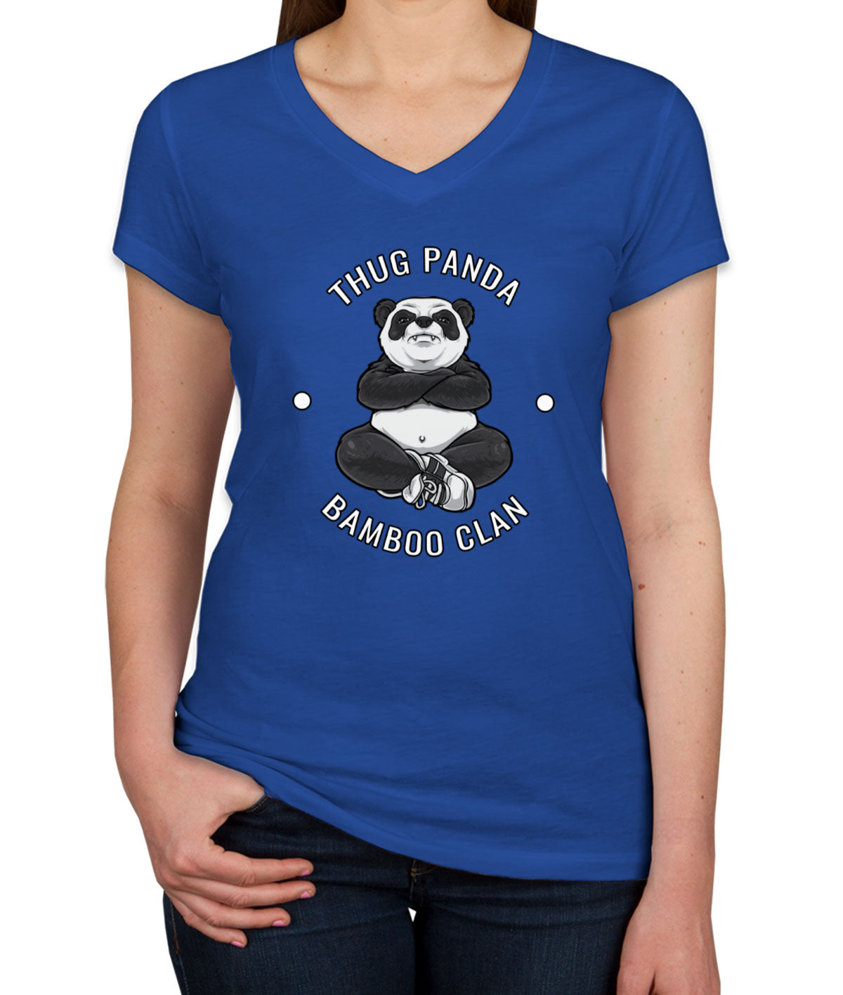 Thug Panda Bamboo Clan Women's V Neck T-shirt