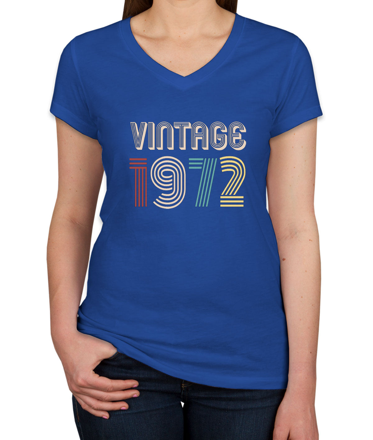 Vintage [Custom Year] Retro Birthday Women's V Neck T-shirt