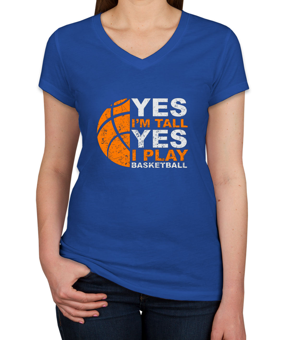 Yes I'm Tall Yes I Play Basketball Women's V Neck T-shirt