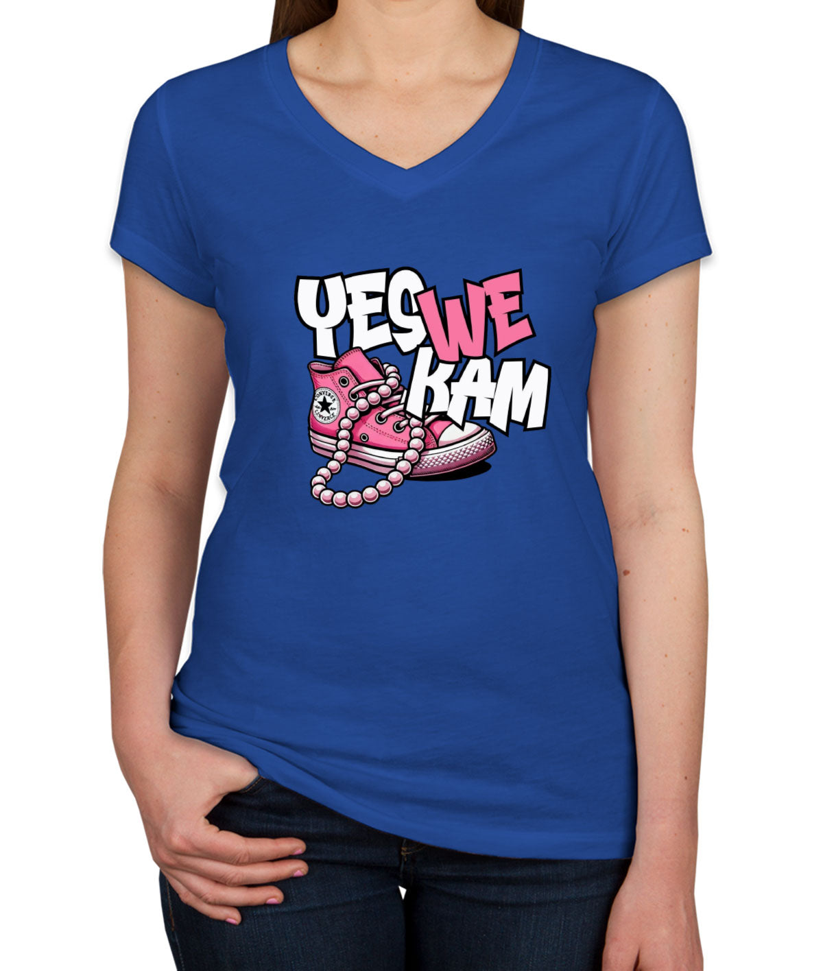 Yes We Kam Kamala Harris Presidential Election Women's V Neck T-shirt