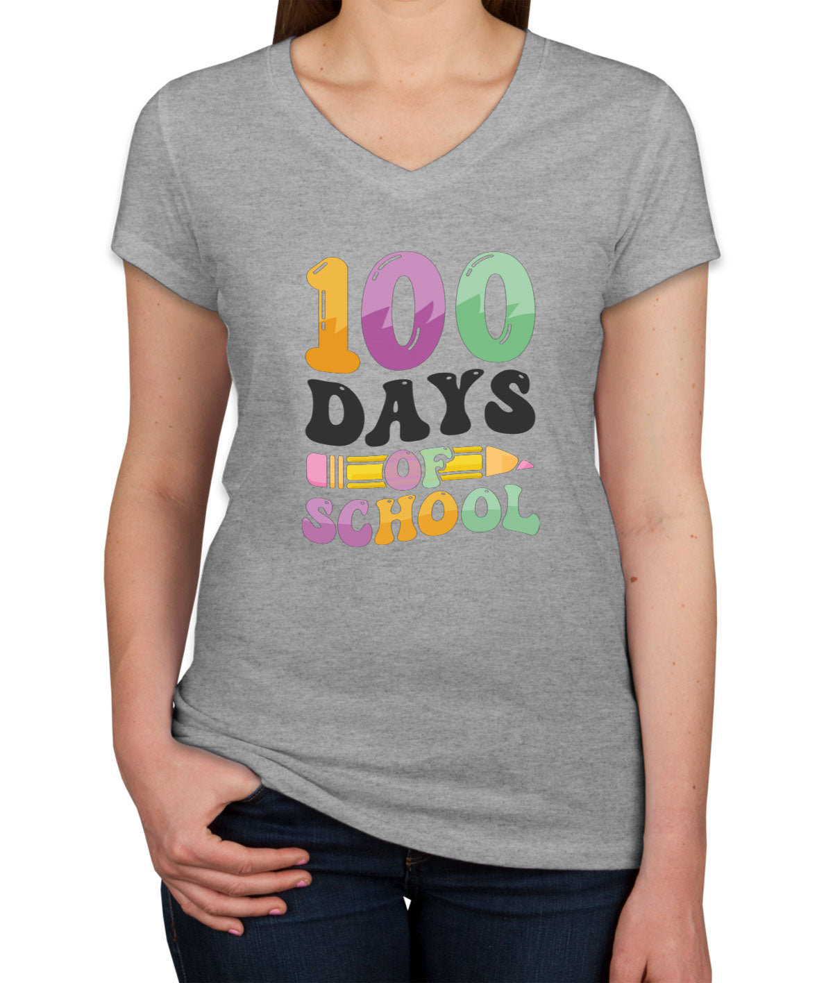 100 Days Of School Women's V Neck T-shirt