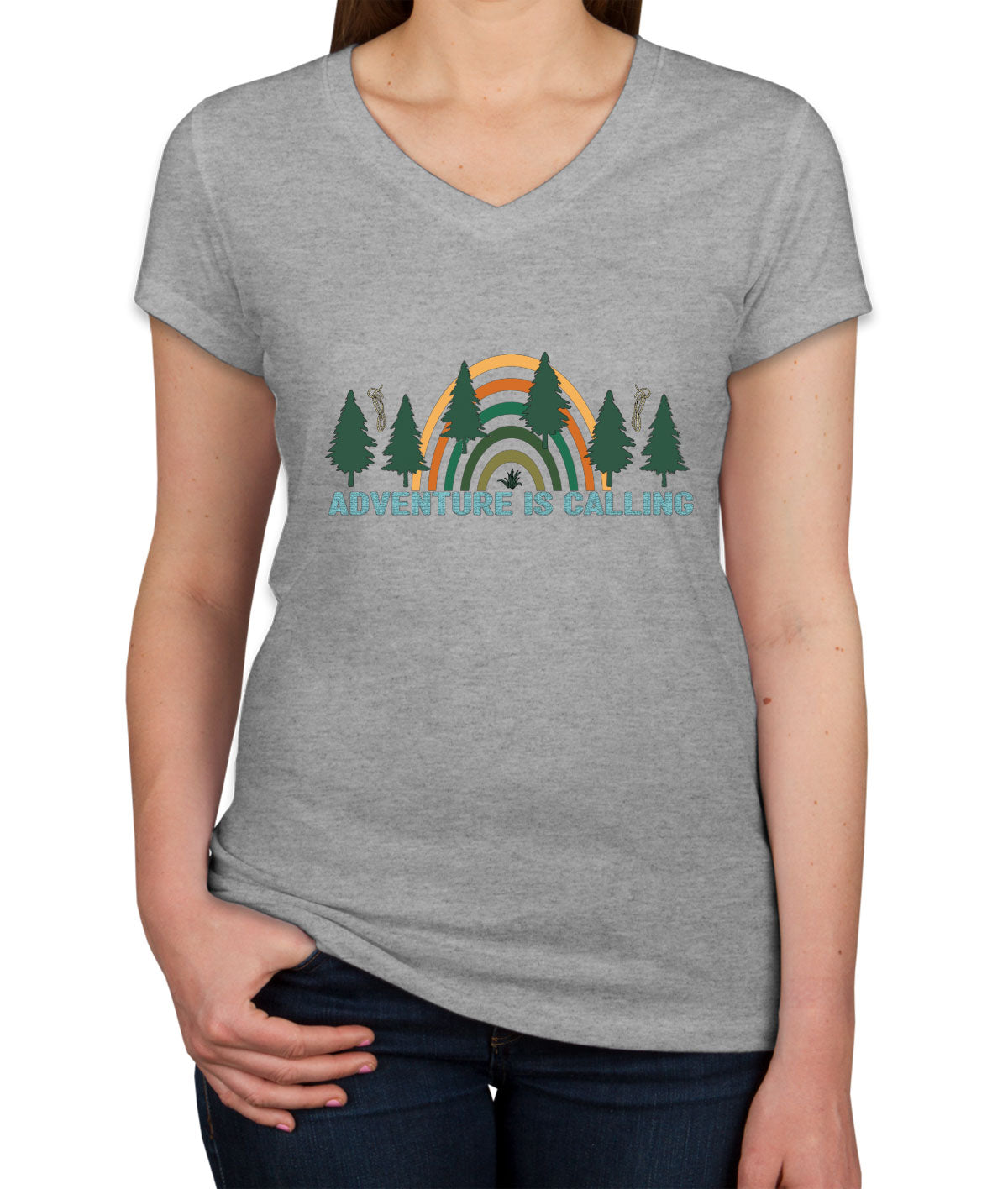 Adventure Is Calling Camp Women's V Neck T-shirt