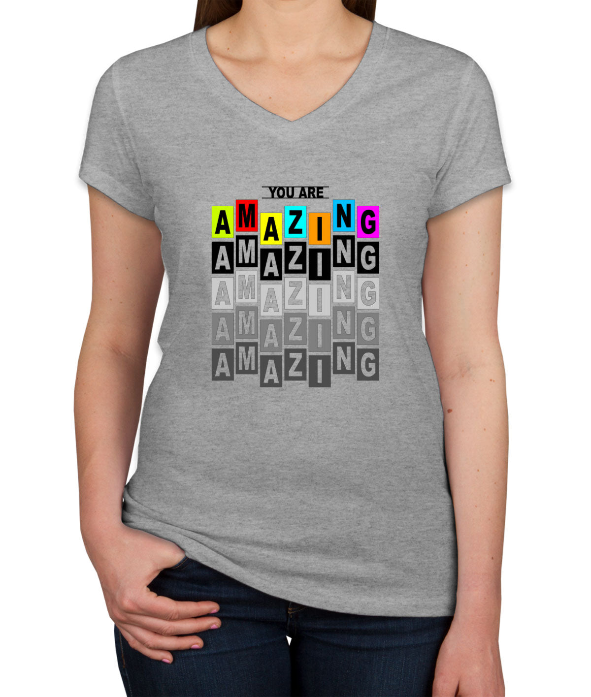 Amazing Typography Women's V Neck T-shirt